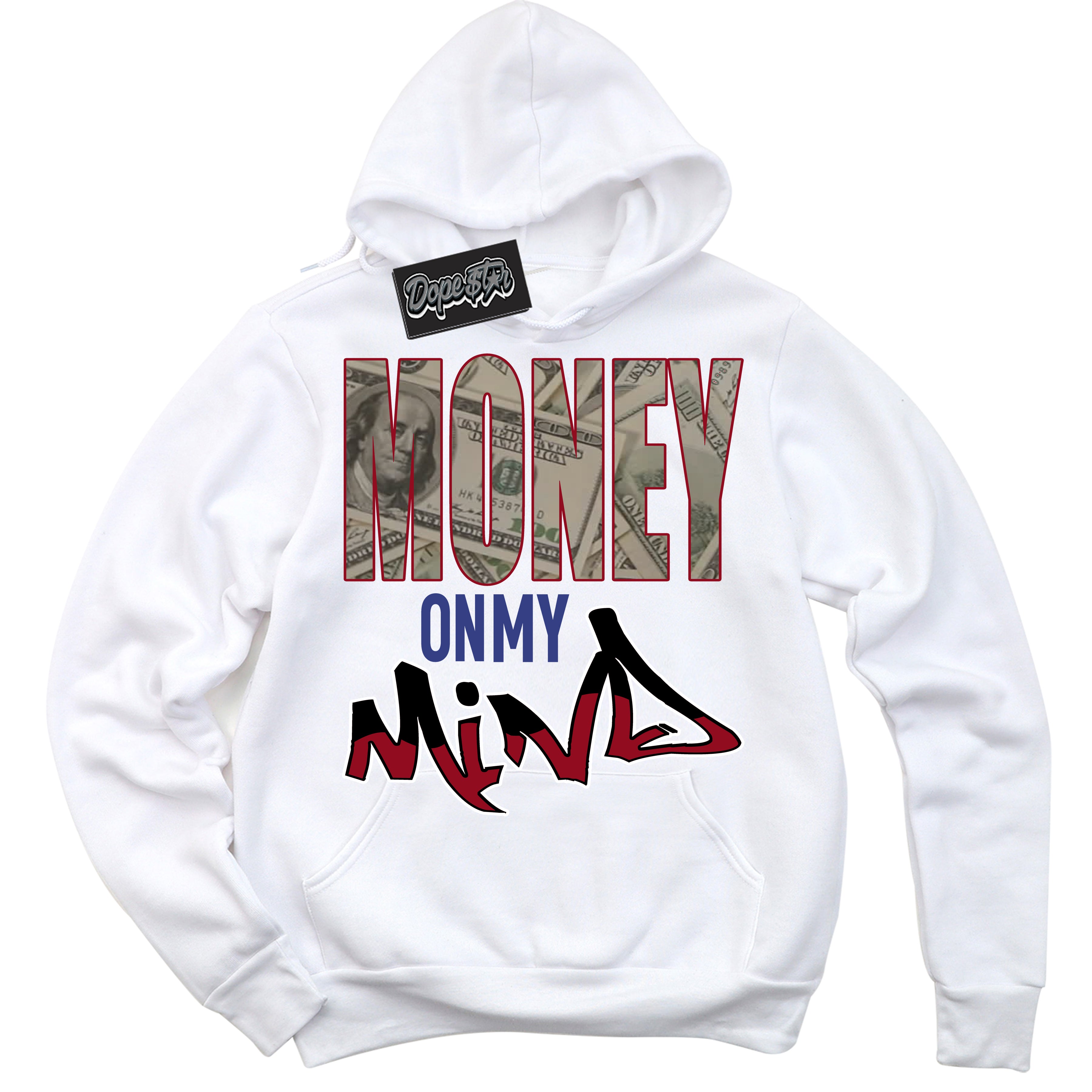 Cool White Hoodie with “ Money On My Mind ”  design that Perfectly Matches Playoffs 8s Sneakers.