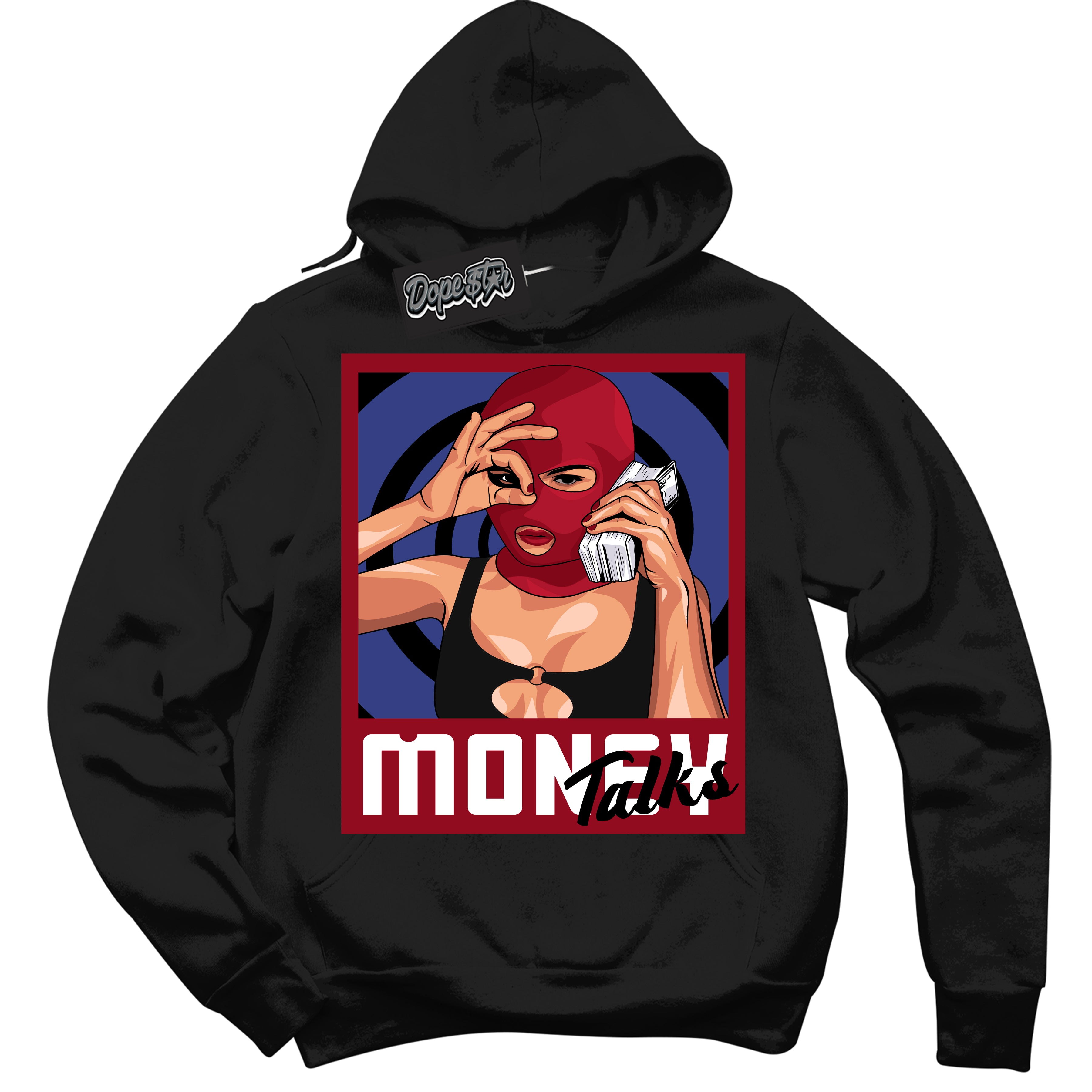 Cool Black Hoodie with “ Money Talks ”  design that Perfectly Matches Playoffs 8s Sneakers.