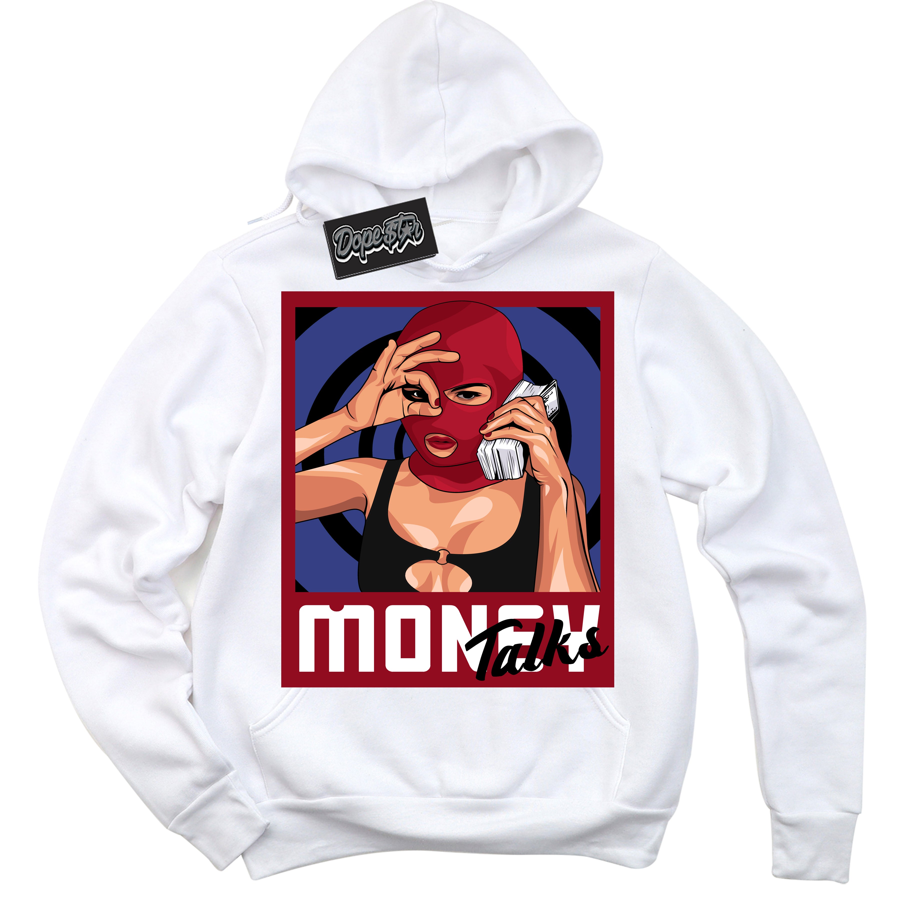 Cool White Hoodie with “ Money Talks ”  design that Perfectly Matches Playoffs 8s Sneakers.
