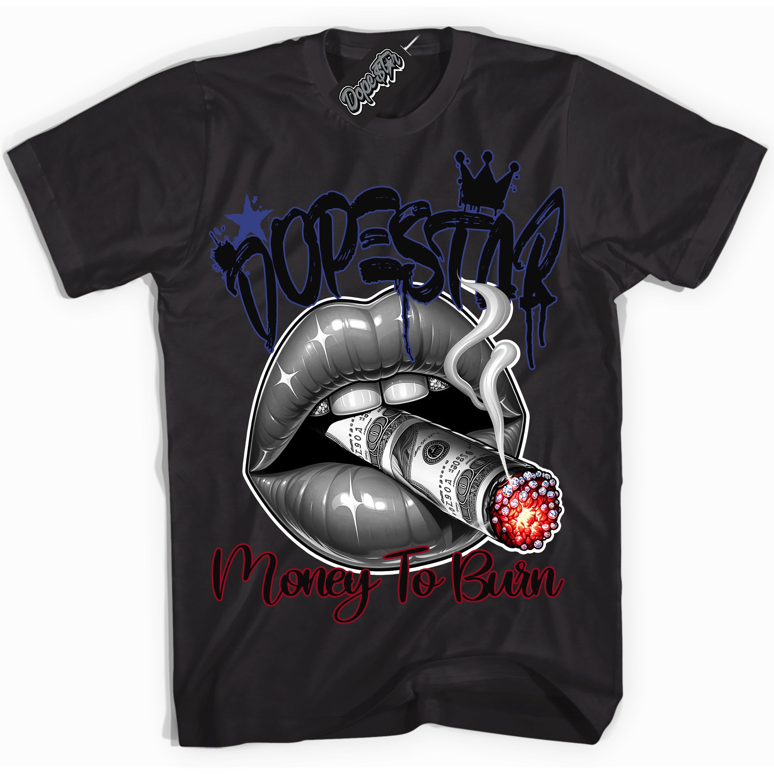 Cool Black Shirt with “ Money To Burn” design that perfectly matches Playoffs 8s Sneakers.