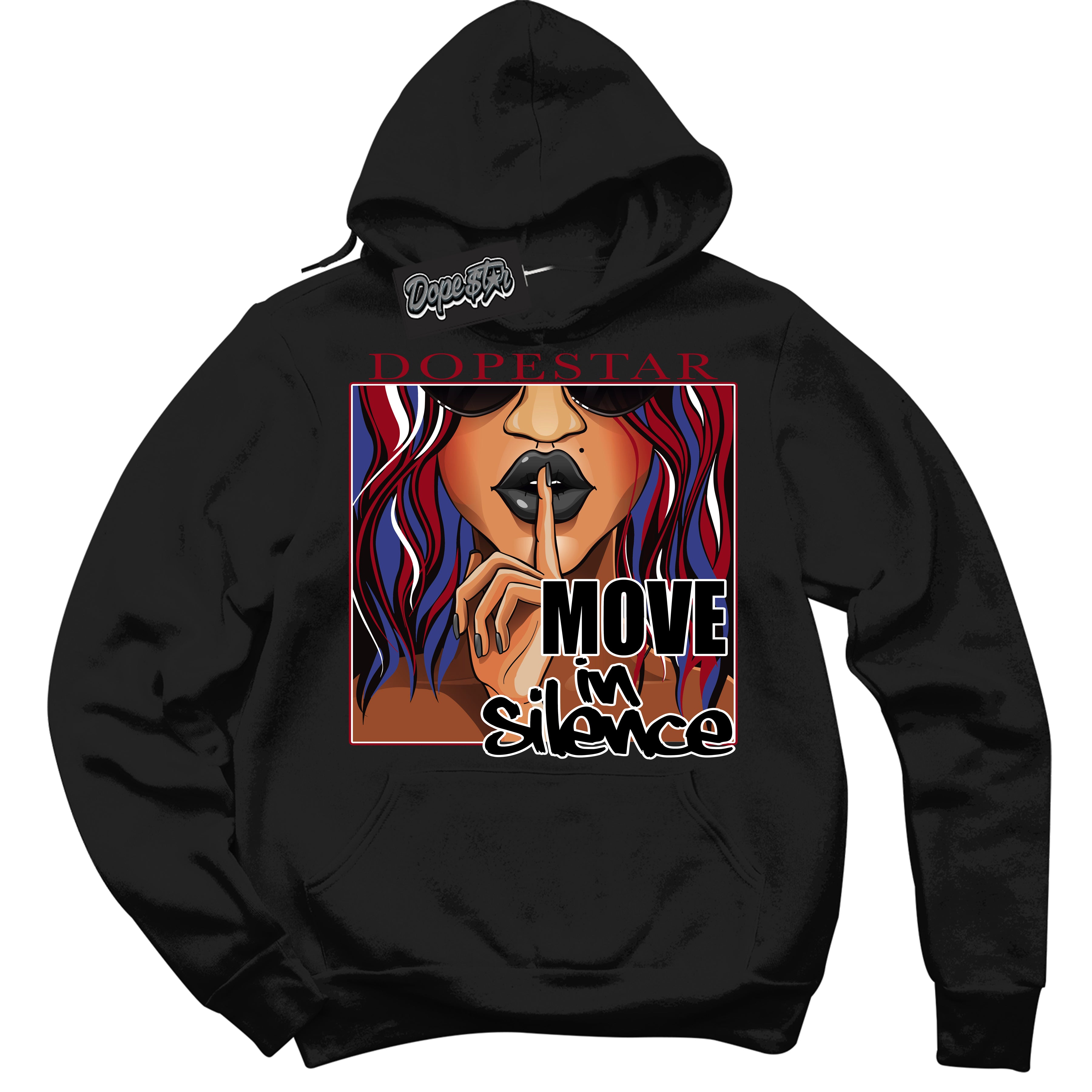 Cool Black Hoodie with “ Move In Silence ”  design that Perfectly Matches Playoffs 8s Sneakers.