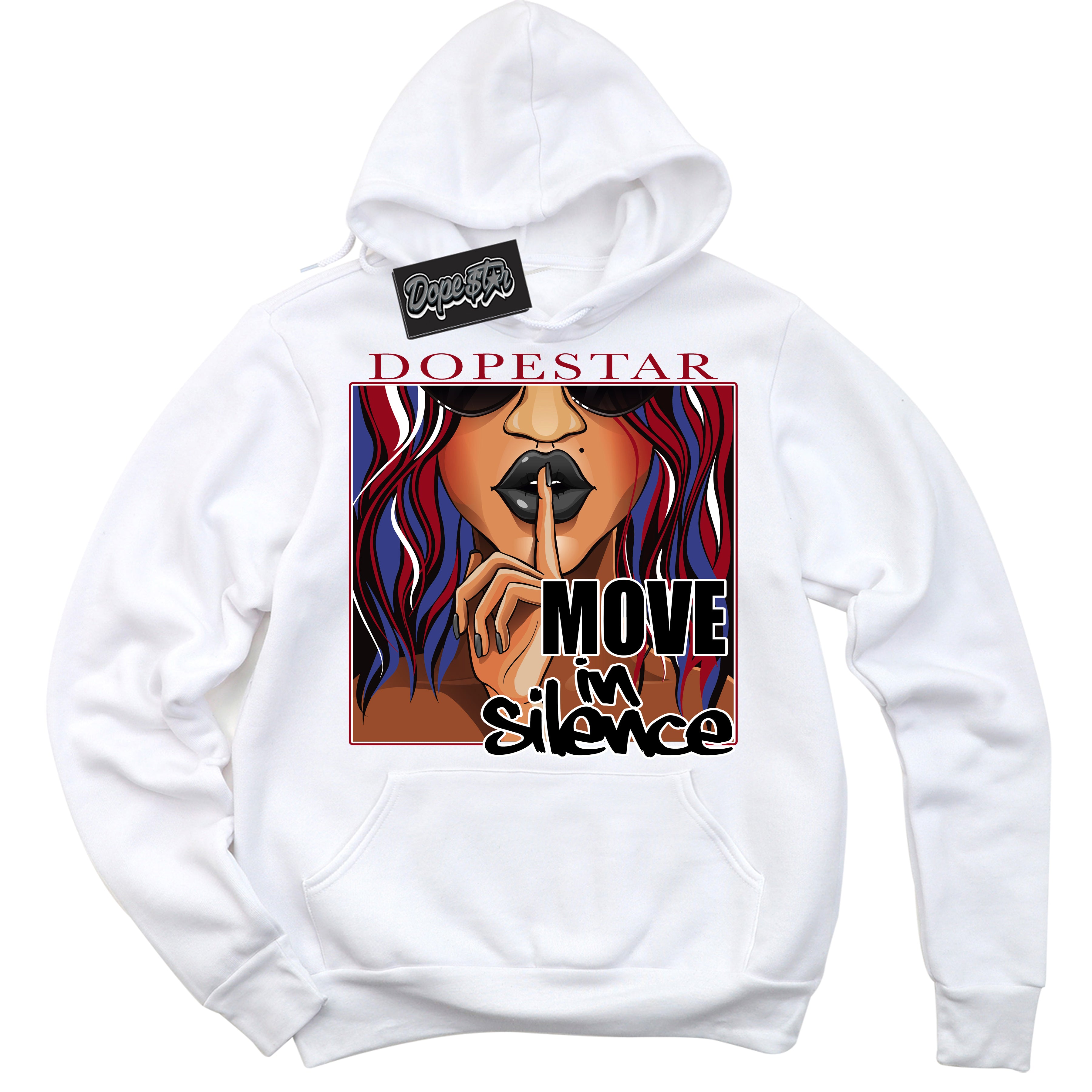 Cool White Hoodie with “ Move In Silence ”  design that Perfectly Matches Playoffs 8s Sneakers.