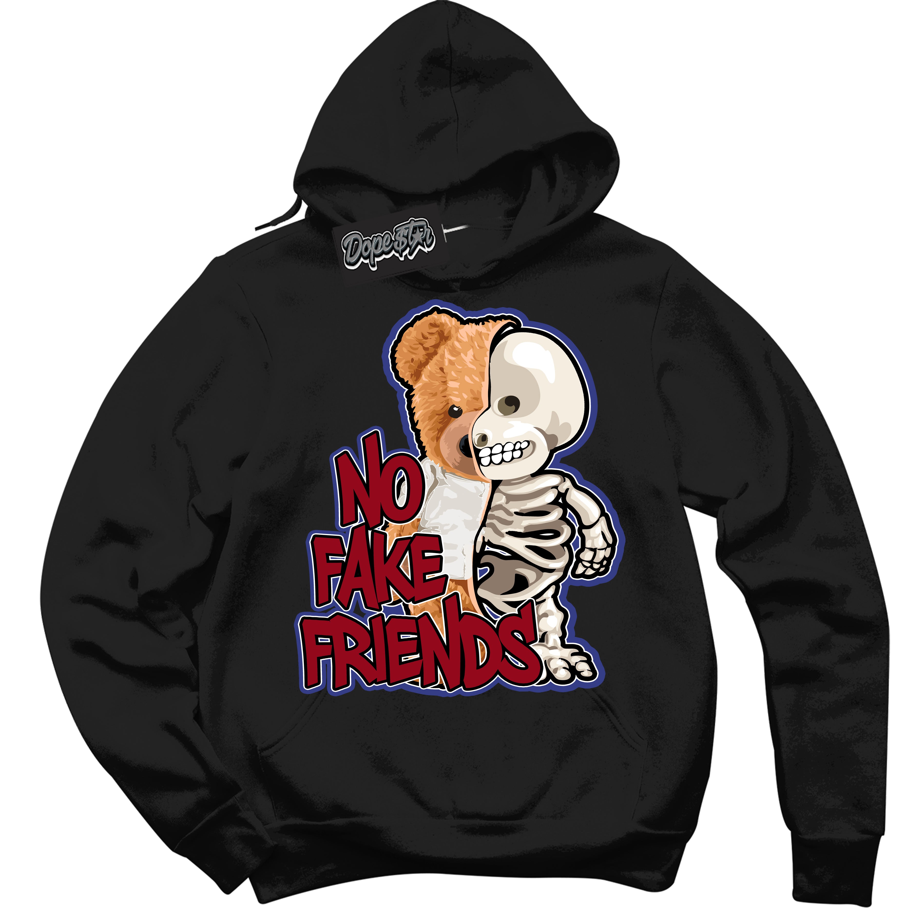 Cool Black Hoodie with “ No Fake Friends ”  design that Perfectly Matches Playoffs 8s Sneakers.