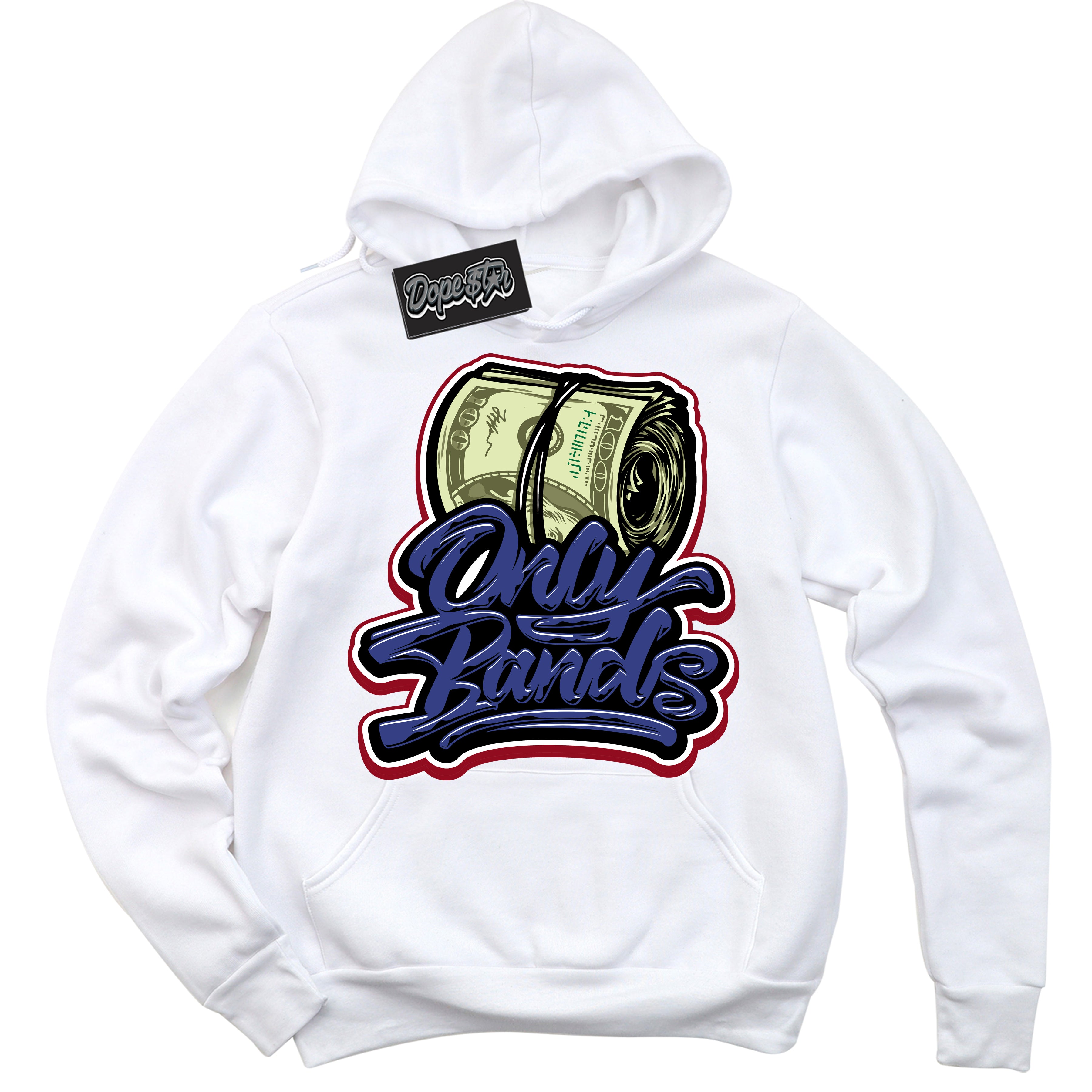 Cool White Hoodie with “ Only Bands ”  design that Perfectly Matches Playoffs 8s Sneakers.