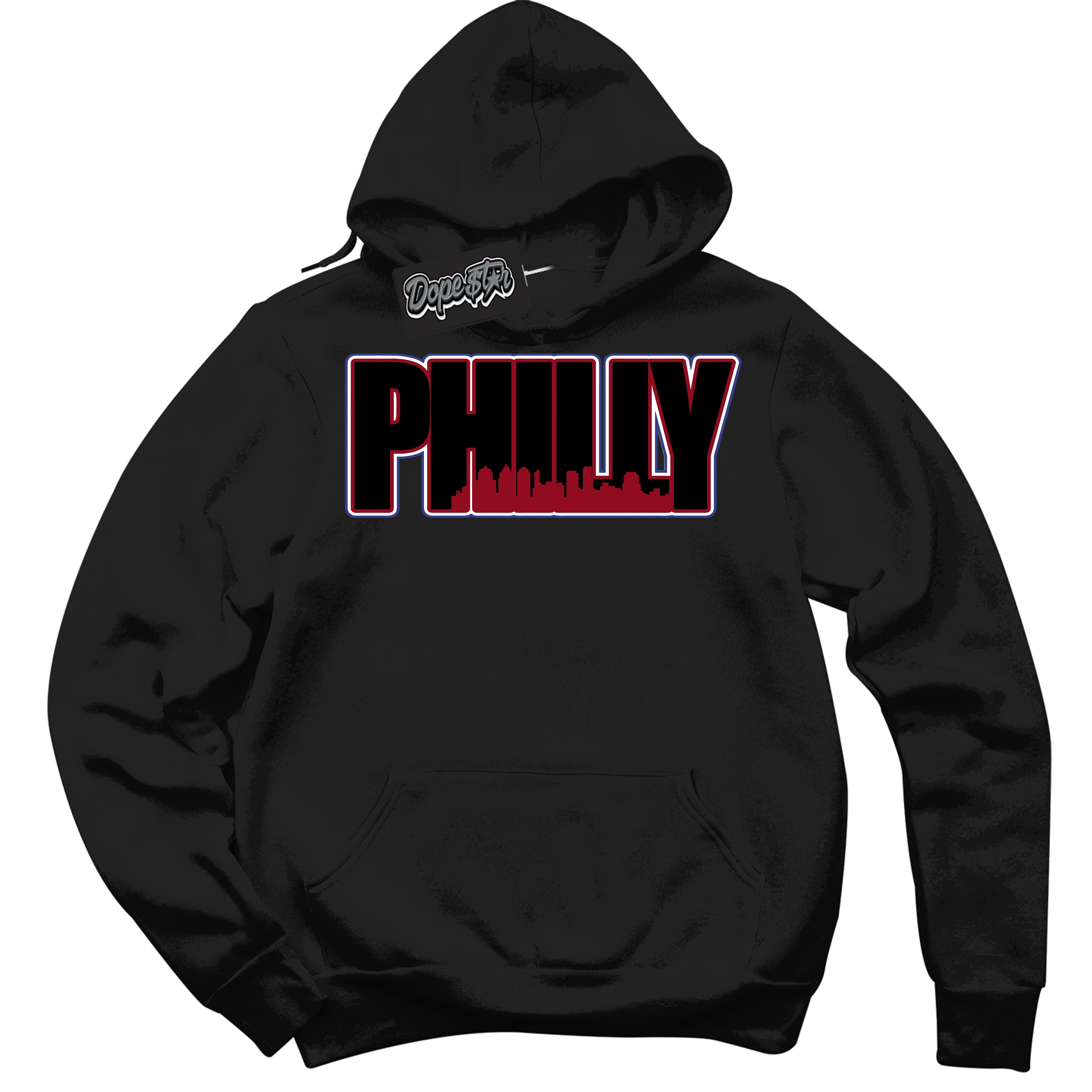 Cool Black Hoodie with “ Philly ”  design that Perfectly Matches Playoffs 8s Sneakers.