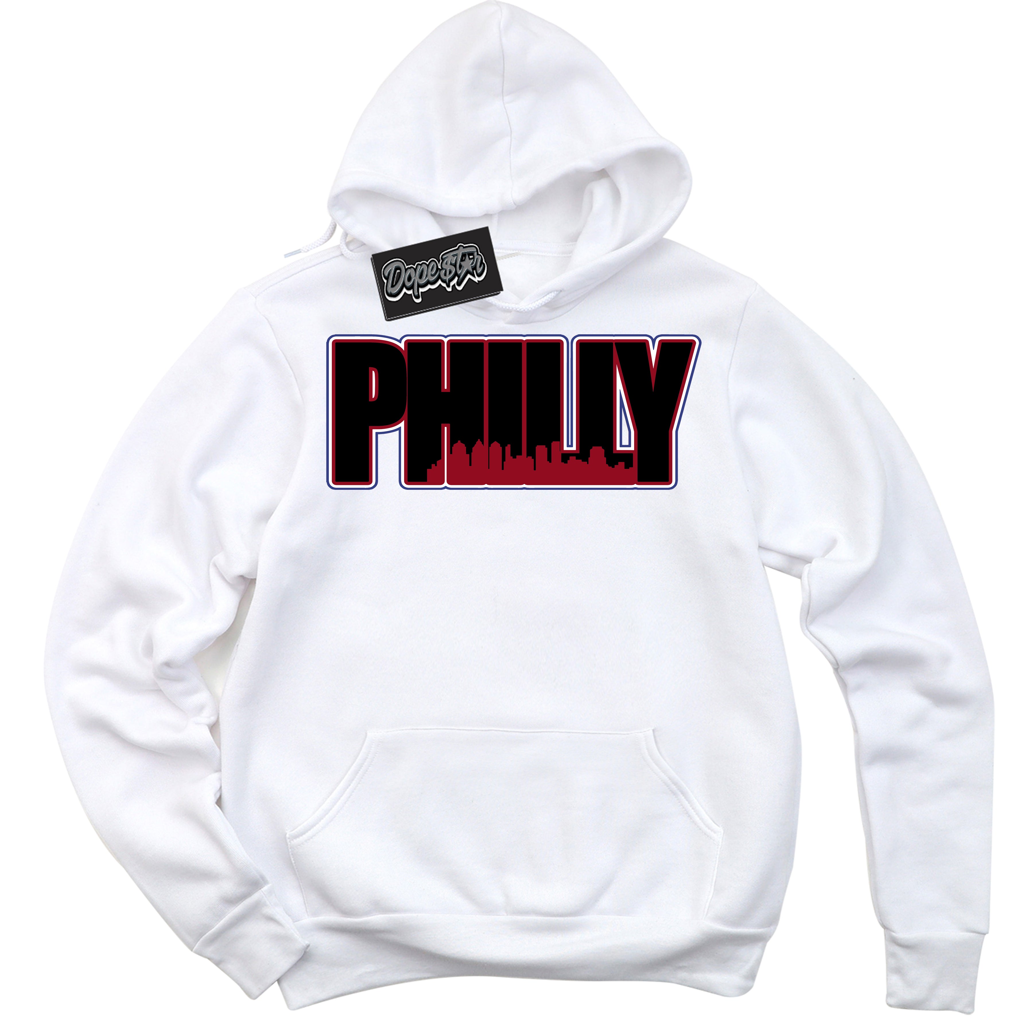 Cool White Hoodie with “ Philly ”  design that Perfectly Matches Playoffs 8s Sneakers.