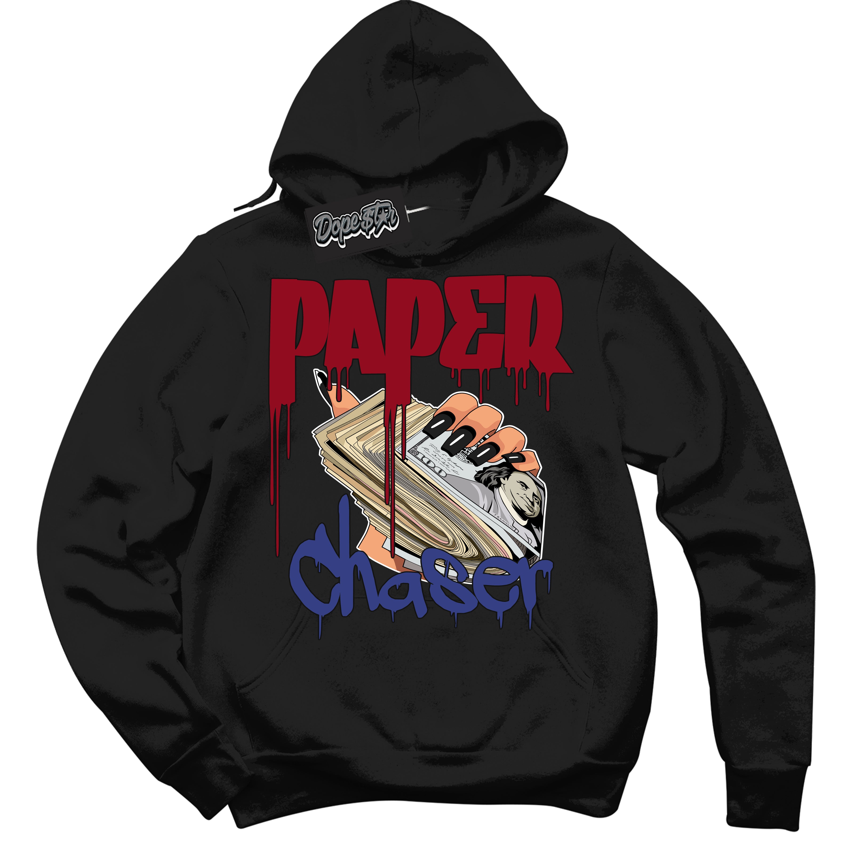 Cool Black Hoodie with “ Paper Chaser ”  design that Perfectly Matches Playoffs 8s Sneakers.
