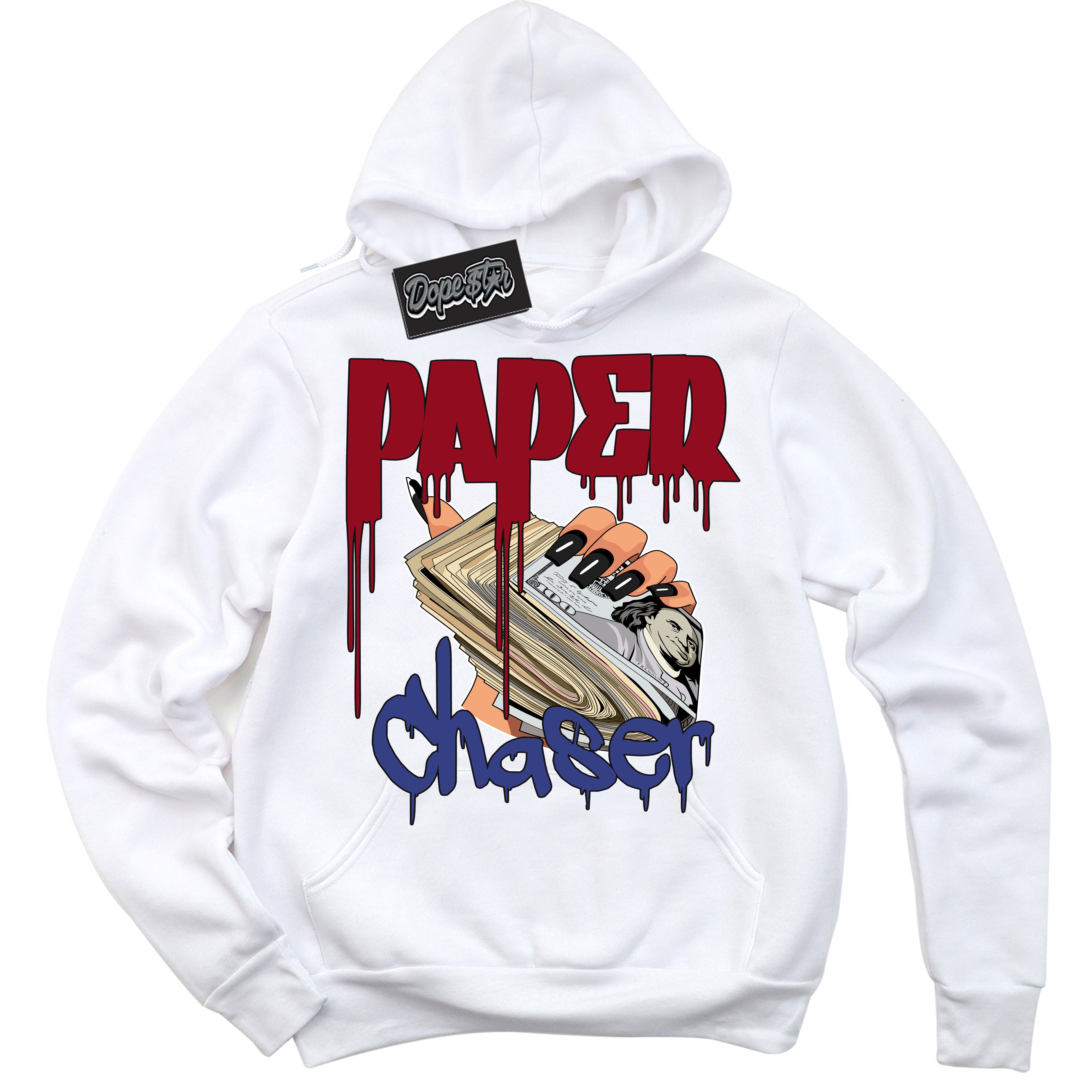 Cool White Hoodie with “ Paper Chaser ”  design that Perfectly Matches Playoffs 8s Sneakers.
