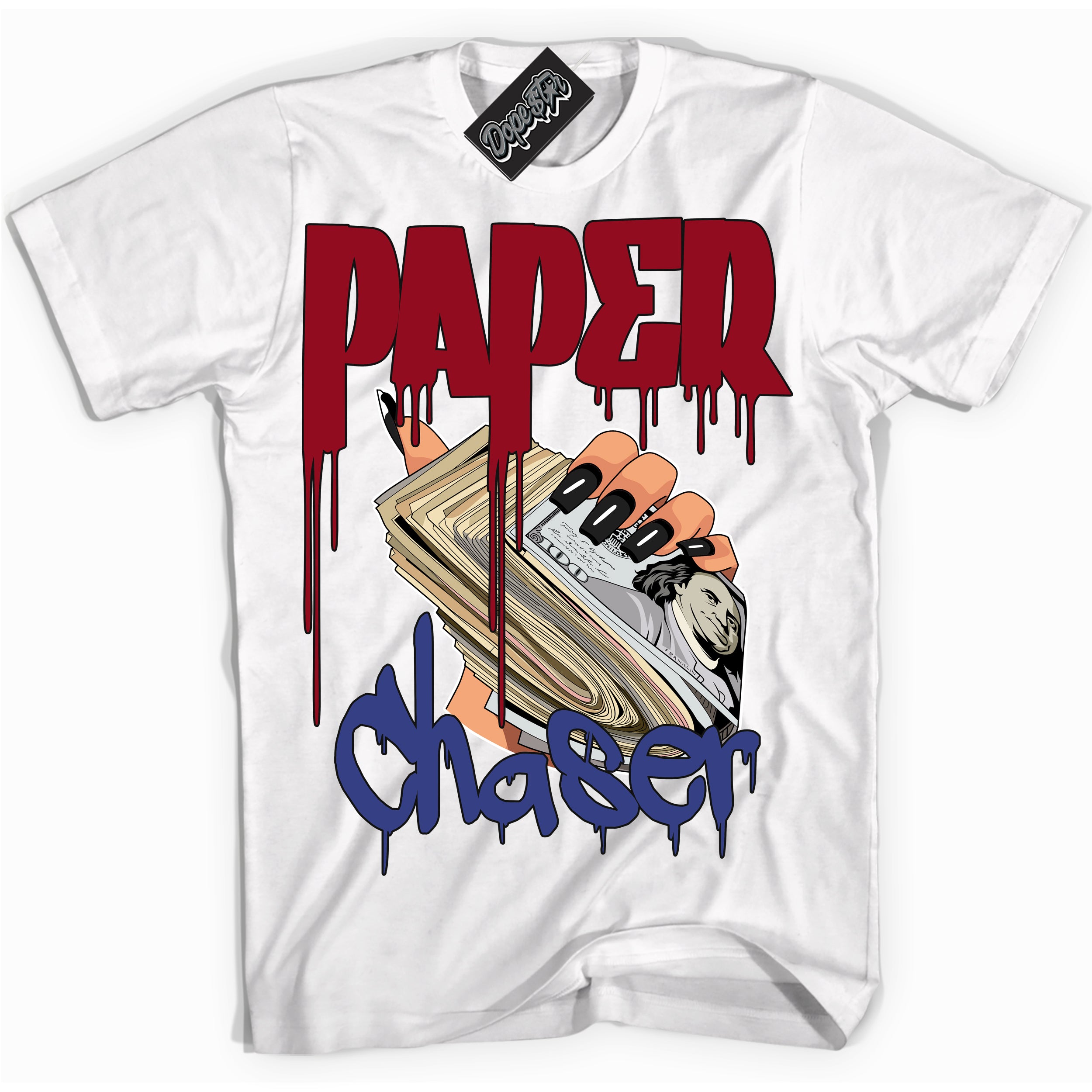 Cool White Shirt with “ Paper Chaser ” design that perfectly matches Playoffs 8s Sneakers.