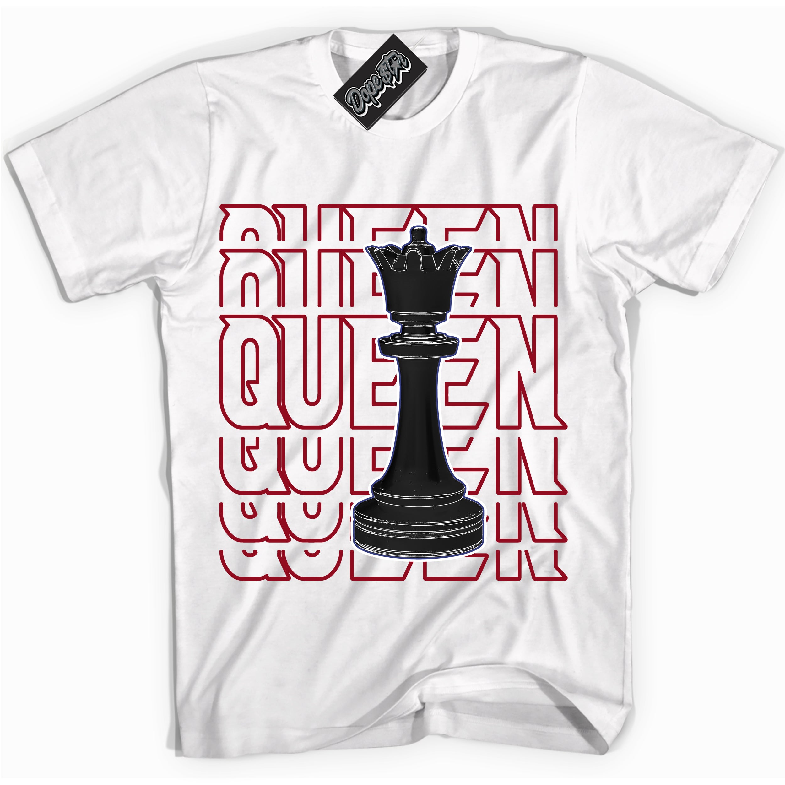 Cool White Shirt with “ Queen Chess ” design that perfectly matches Playoffs 8s Sneakers.