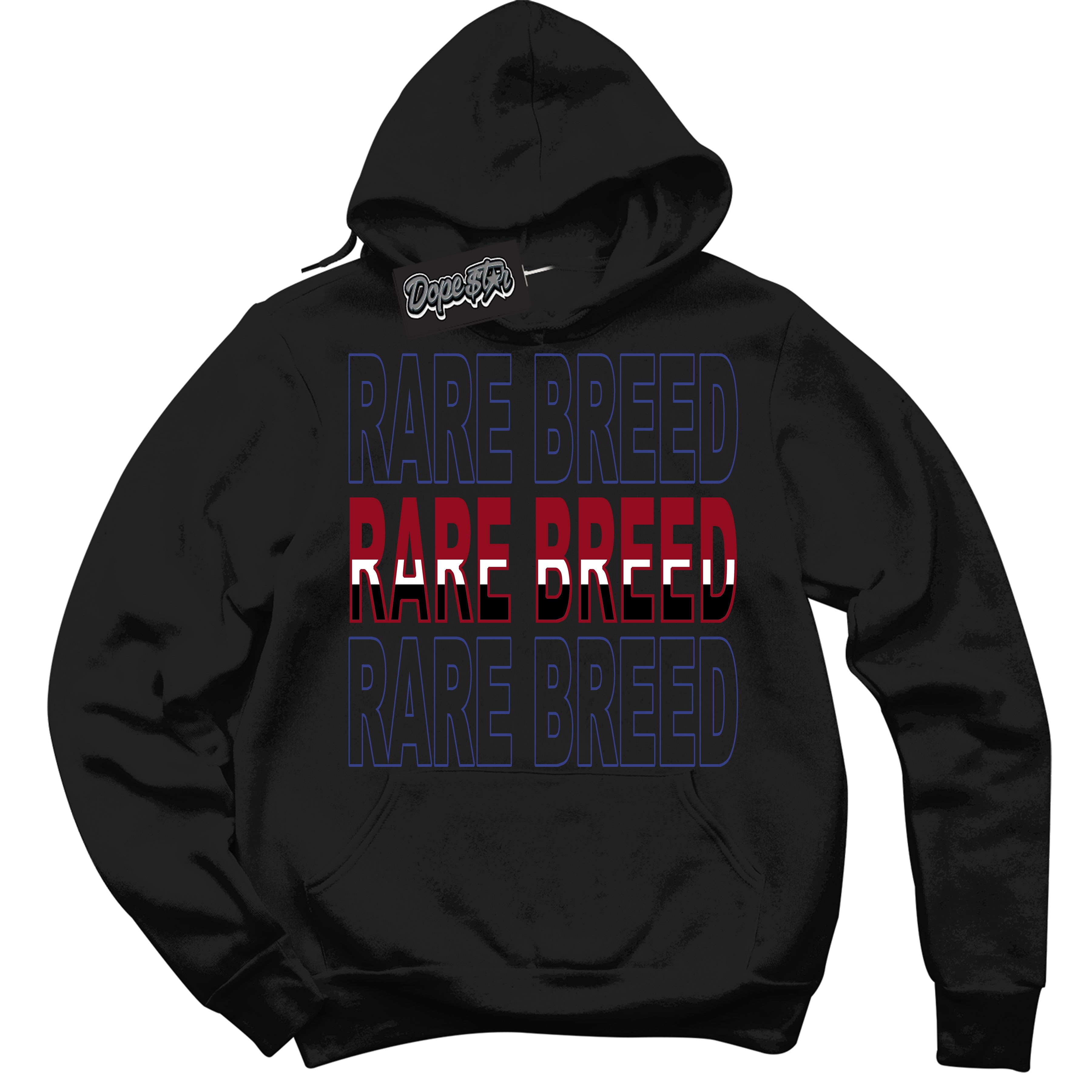 Cool Black Hoodie with “ Rare Breed ”  design that Perfectly Matches Playoffs 8s Sneakers.