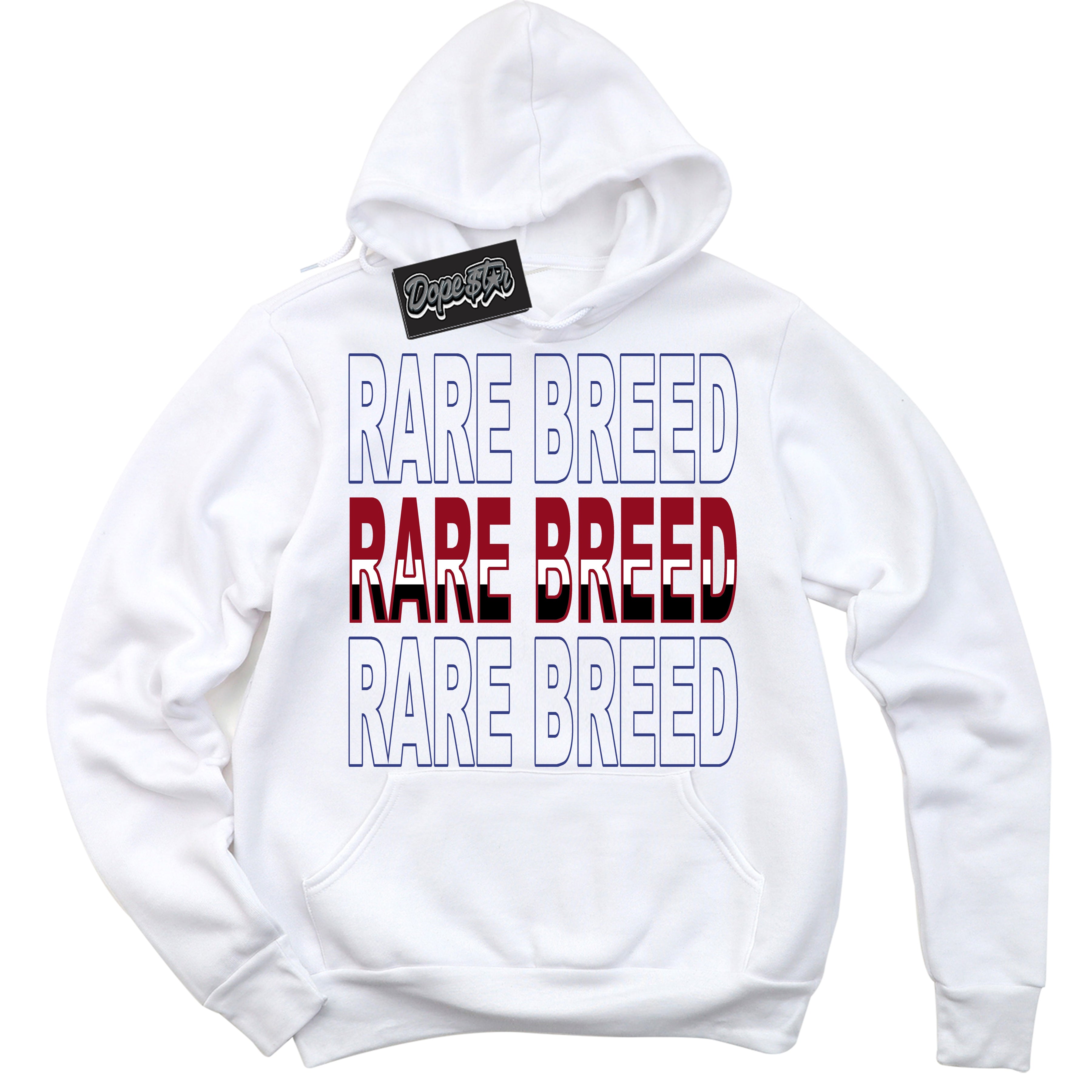 Cool White Hoodie with “ Rare Breed ”  design that Perfectly Matches Playoffs 8s Sneakers.