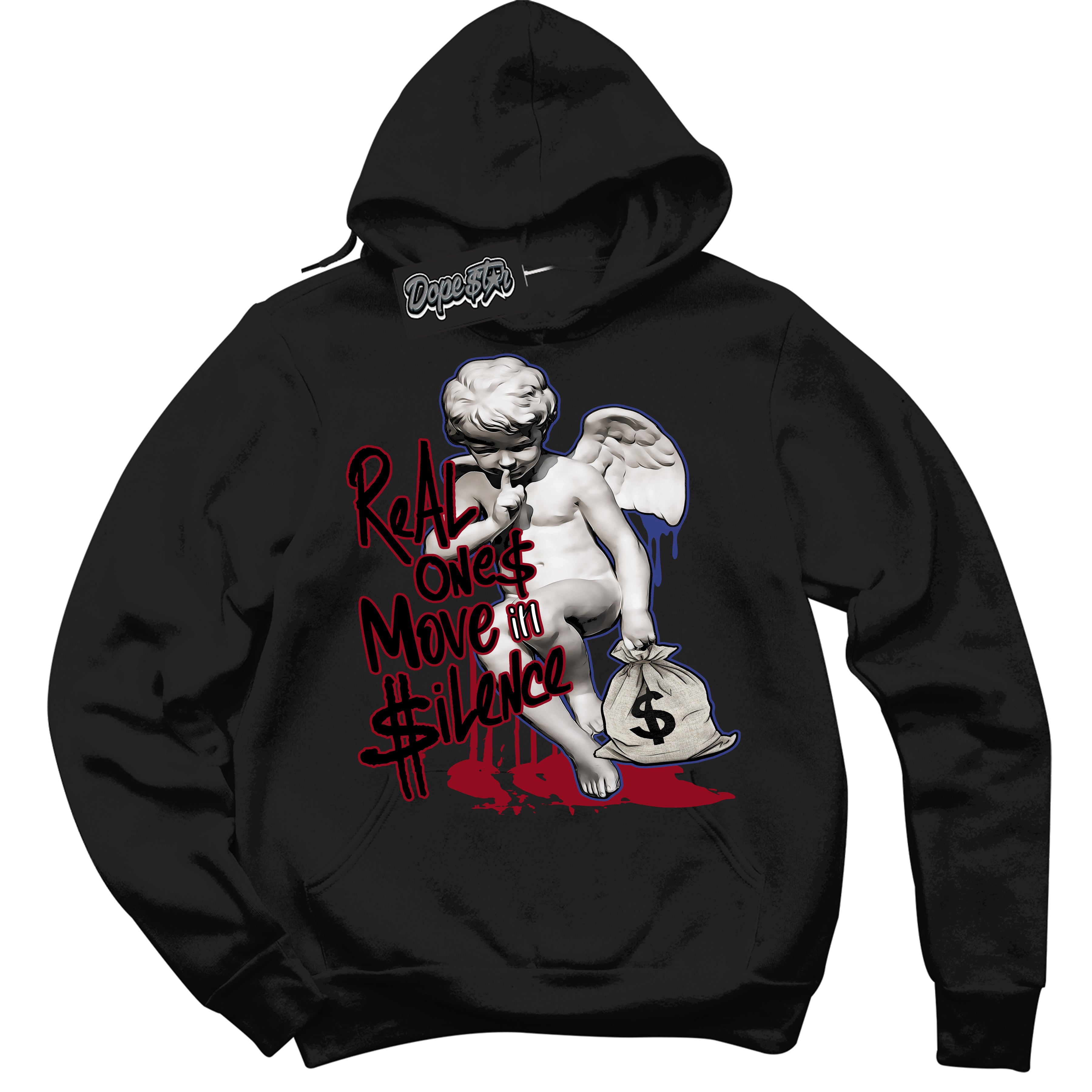 Cool Black Hoodie with “ Real Ones Cherub ”  design that Perfectly Matches Playoffs 8s Sneakers.