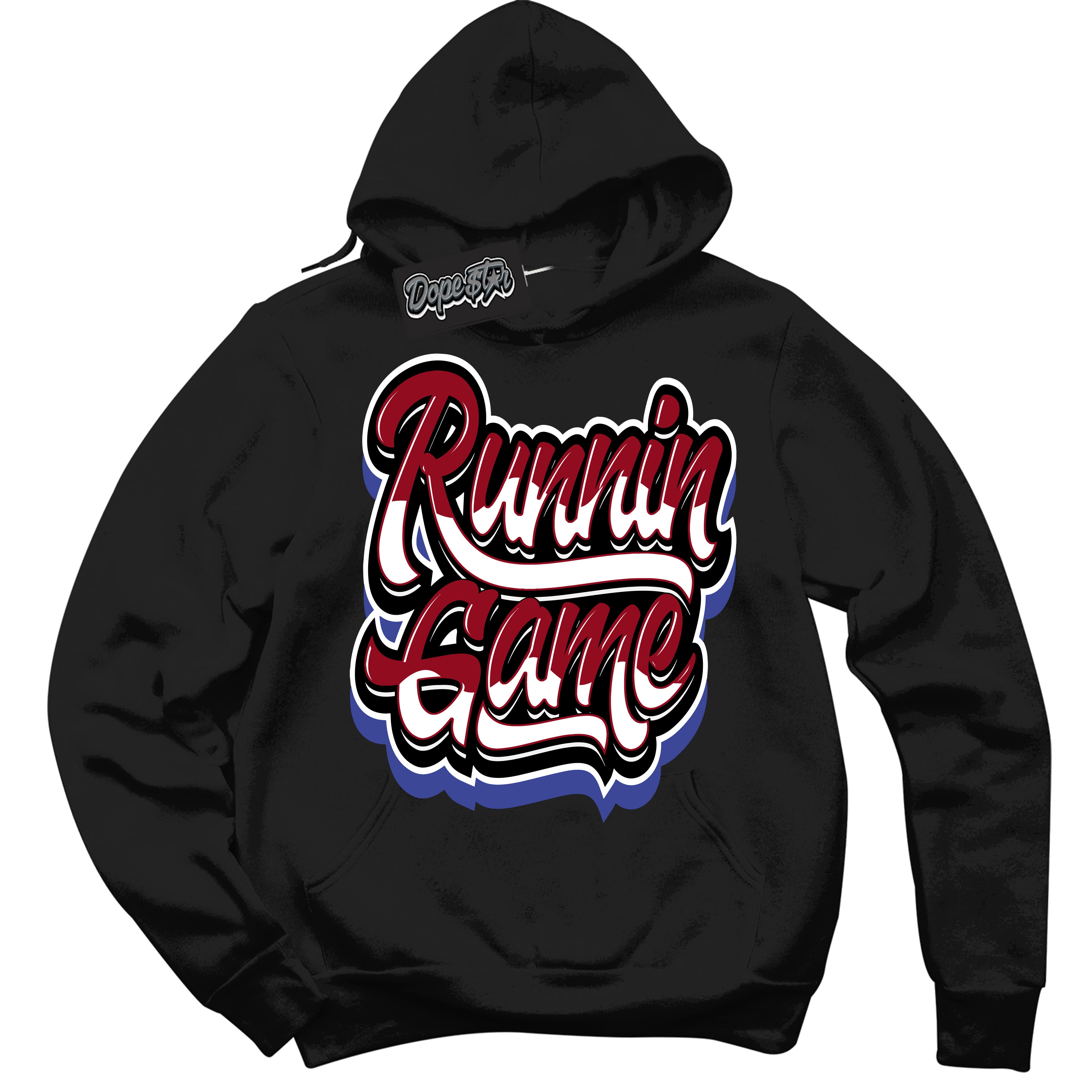 Cool Black Hoodie with “ Running Game ”  design that Perfectly Matches Playoffs 8s Sneakers.