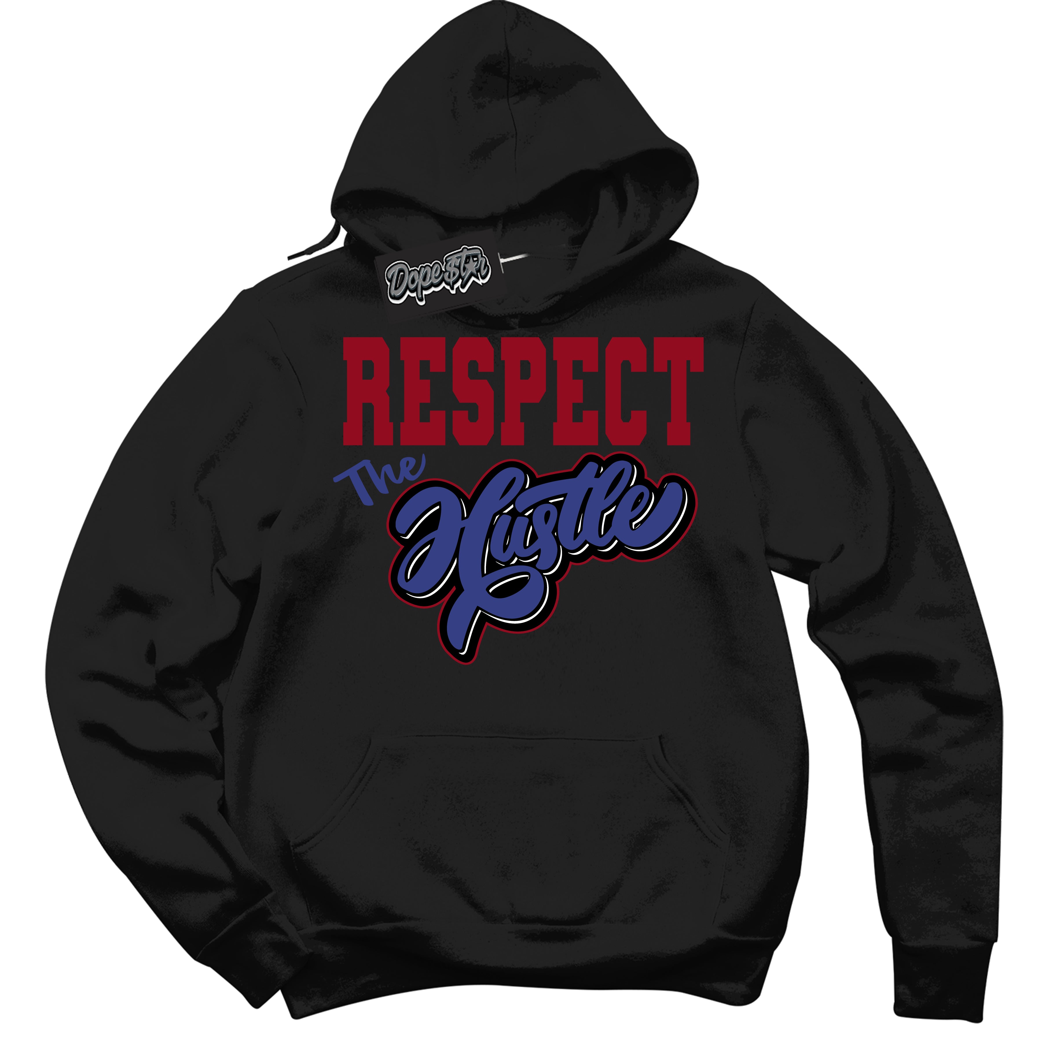 Cool Black Hoodie with “ Respect The Hustle ”  design that Perfectly Matches Playoffs 8s Sneakers.