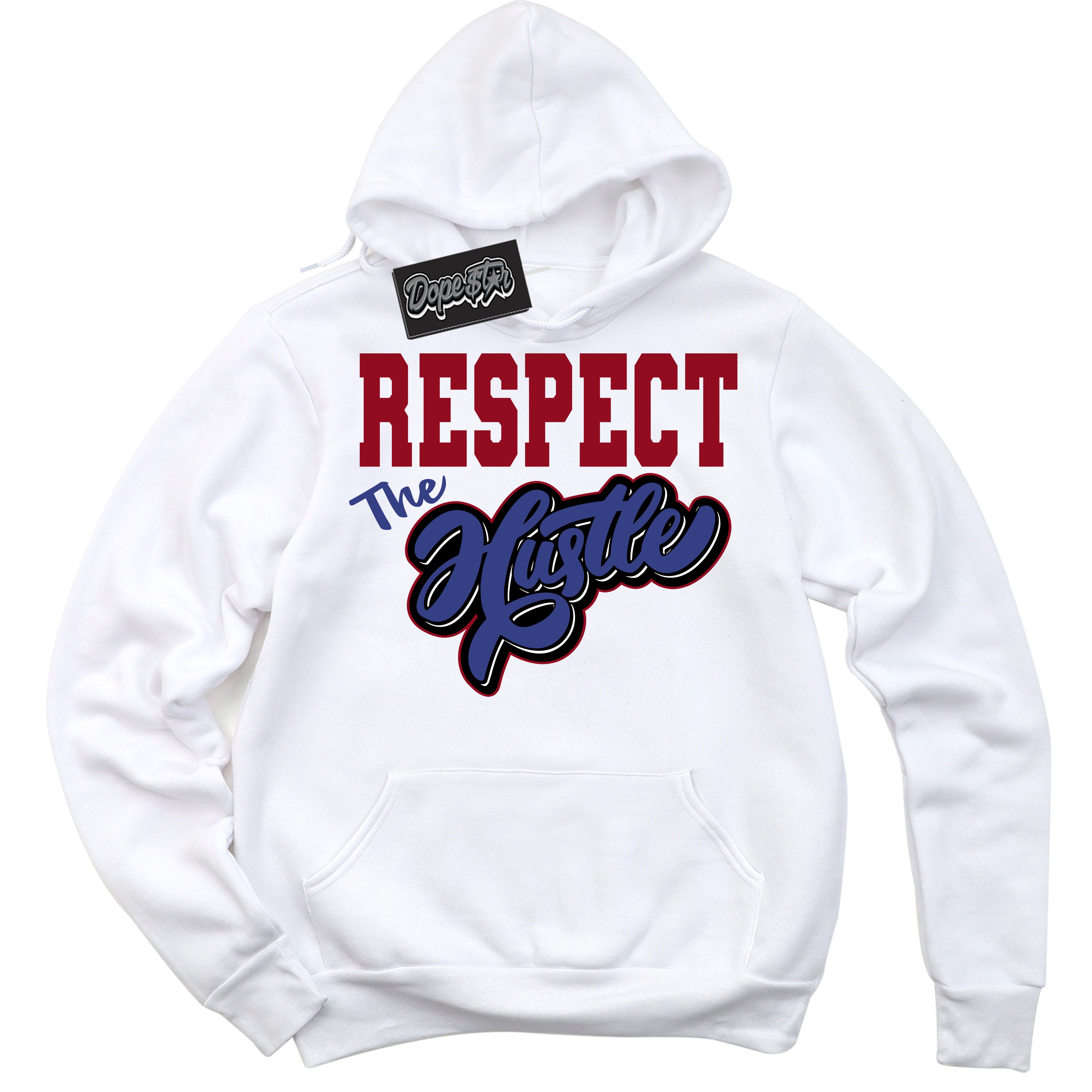 Cool White Hoodie with “ Respect The Hustle ”  design that Perfectly Matches Playoffs 8s Sneakers.