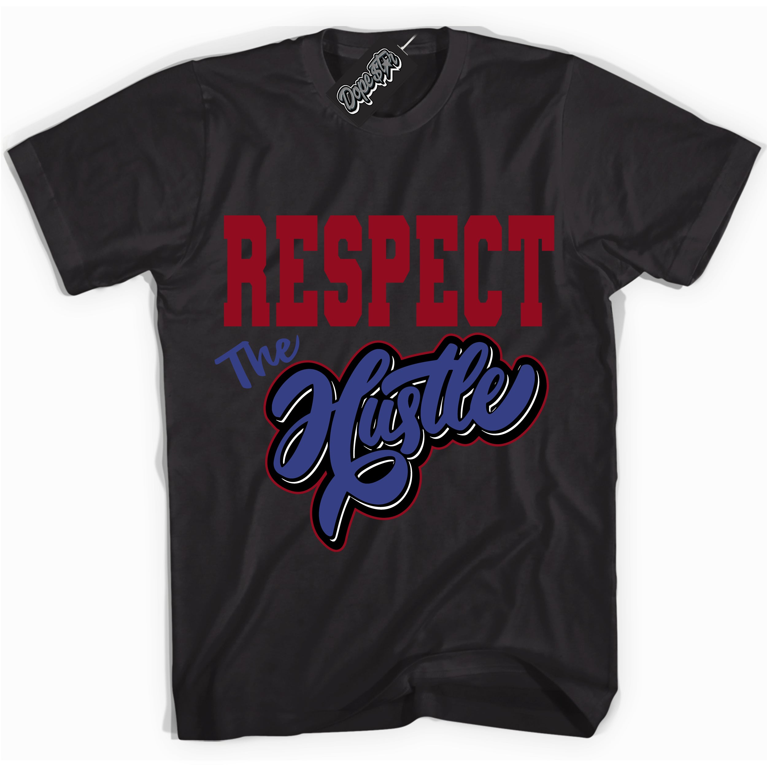 Cool Black Shirt with “ Respect The Hustle ” design that perfectly matches Playoffs 8s Sneakers.