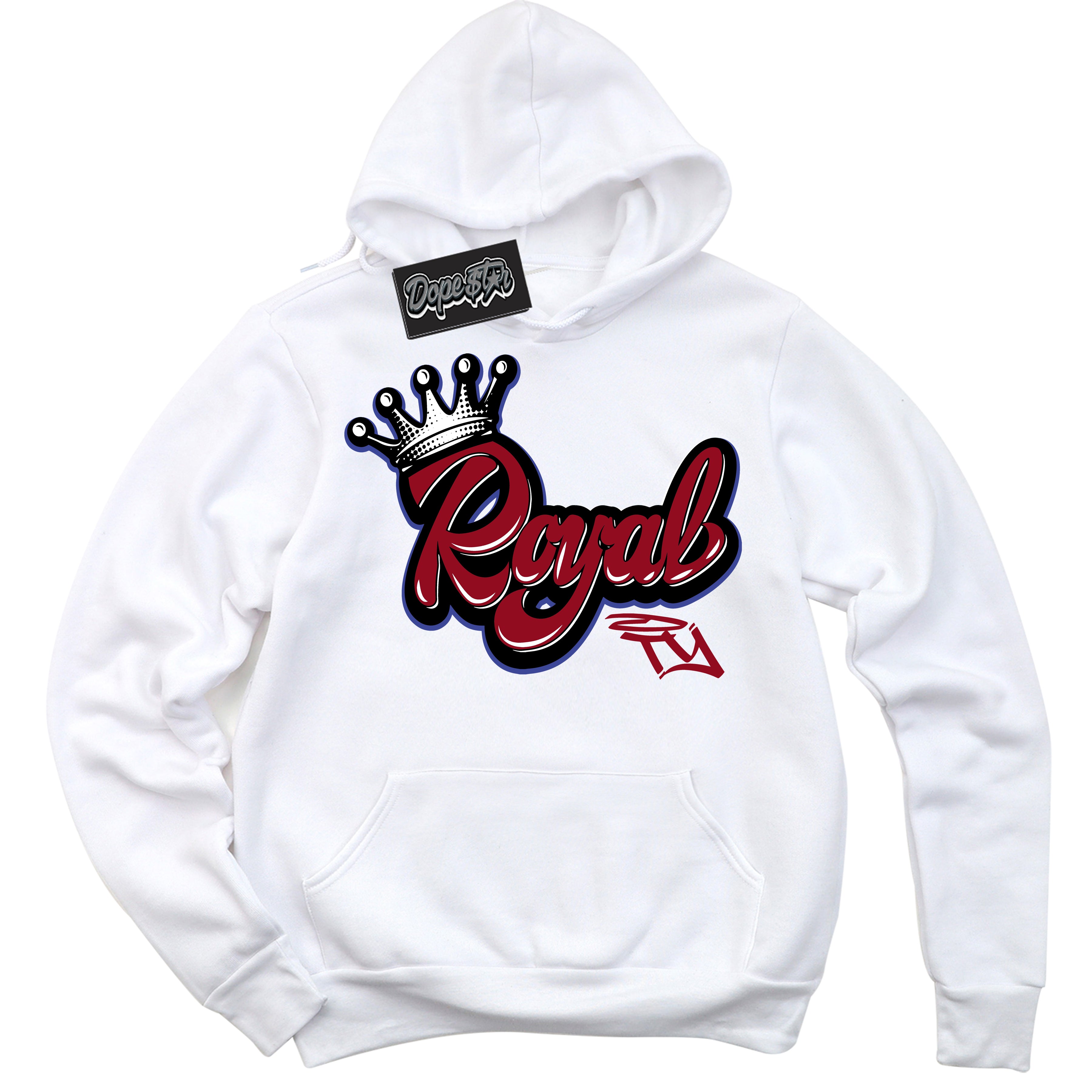 Cool White Hoodie with “ Royalty ”  design that Perfectly Matches Playoffs 8s Sneakers.