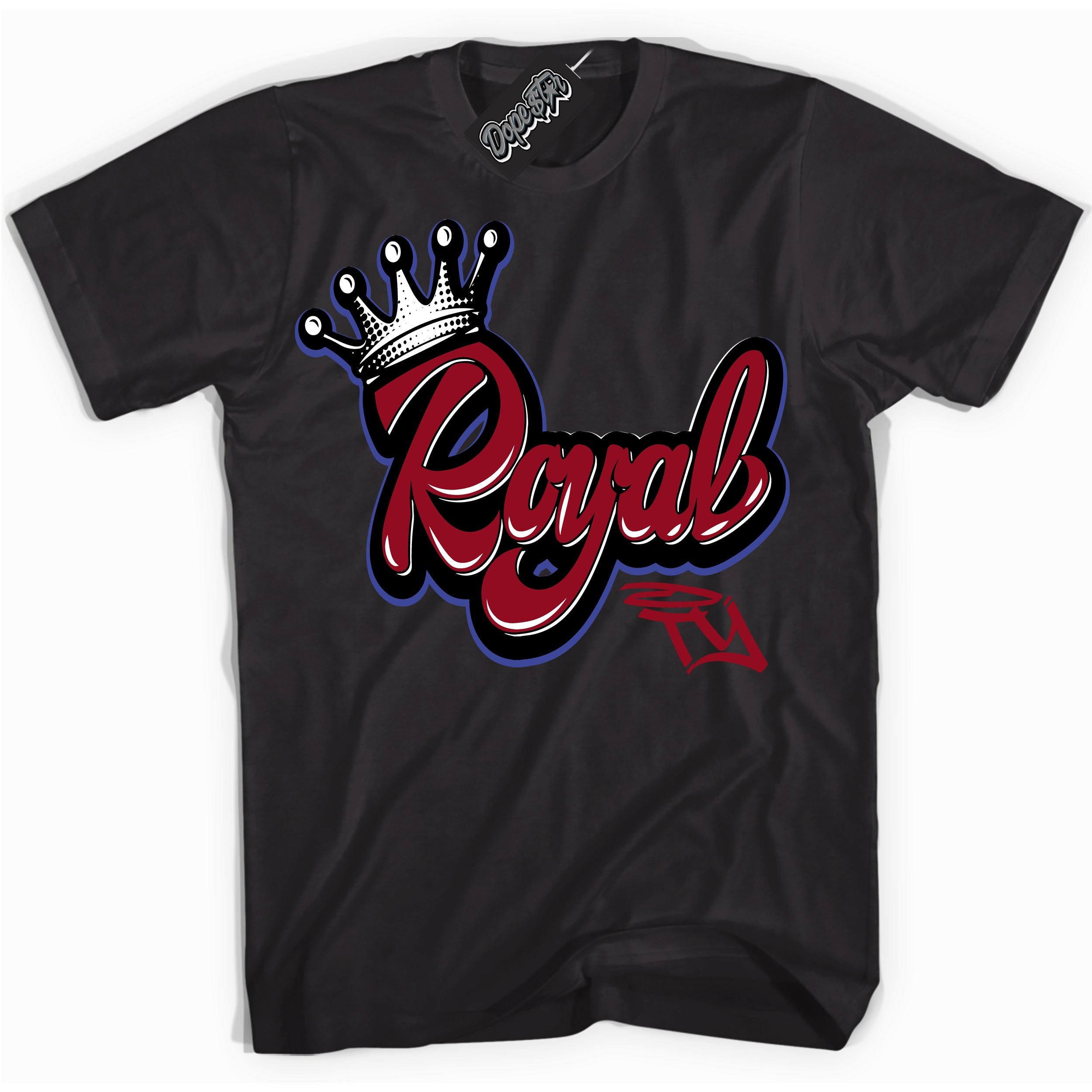 Cool Black Shirt with “ Royalty ” design that perfectly matches Playoffs 8s Sneakers.