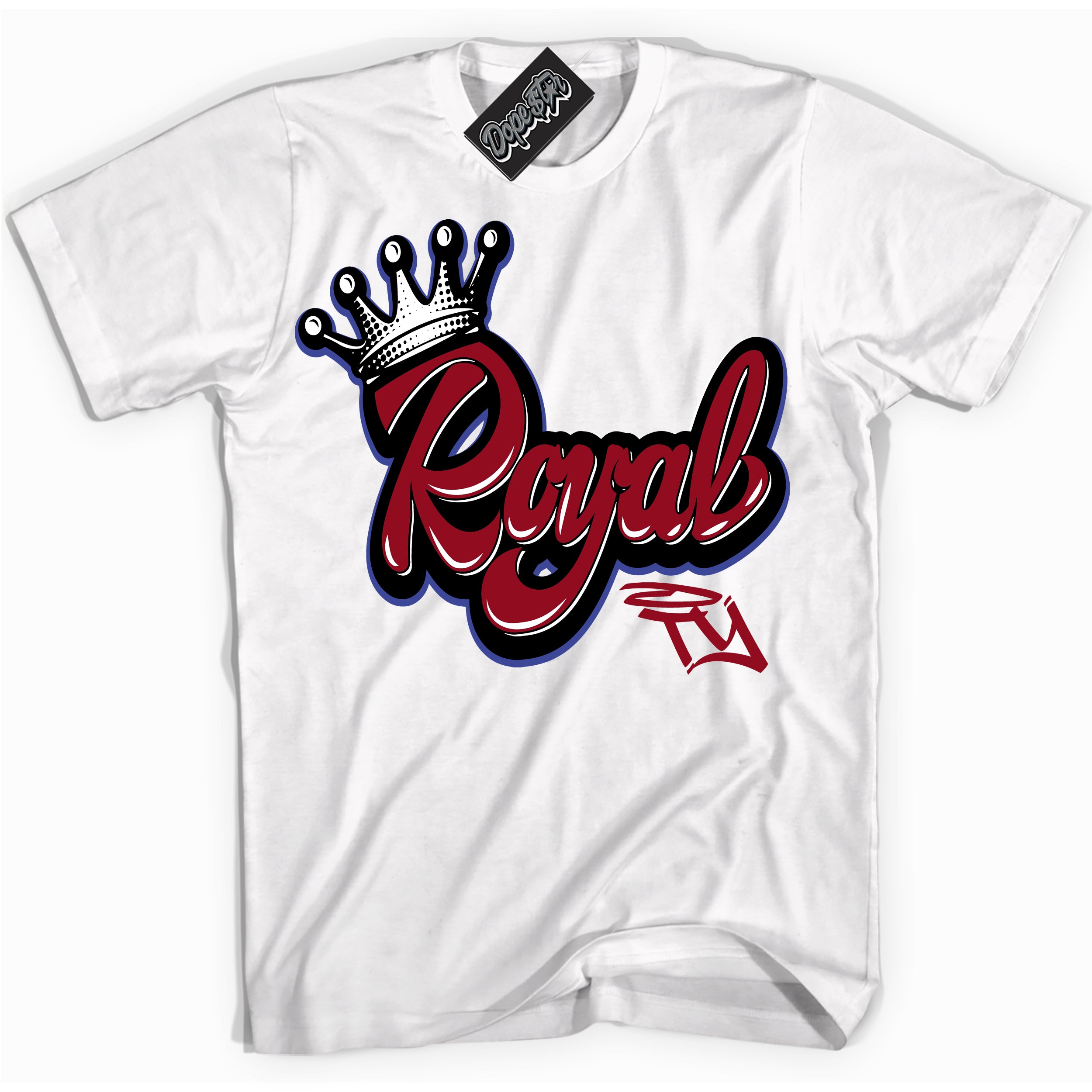 Cool White Shirt with “ Royalty ” design that perfectly matches Playoffs 8s Sneakers.