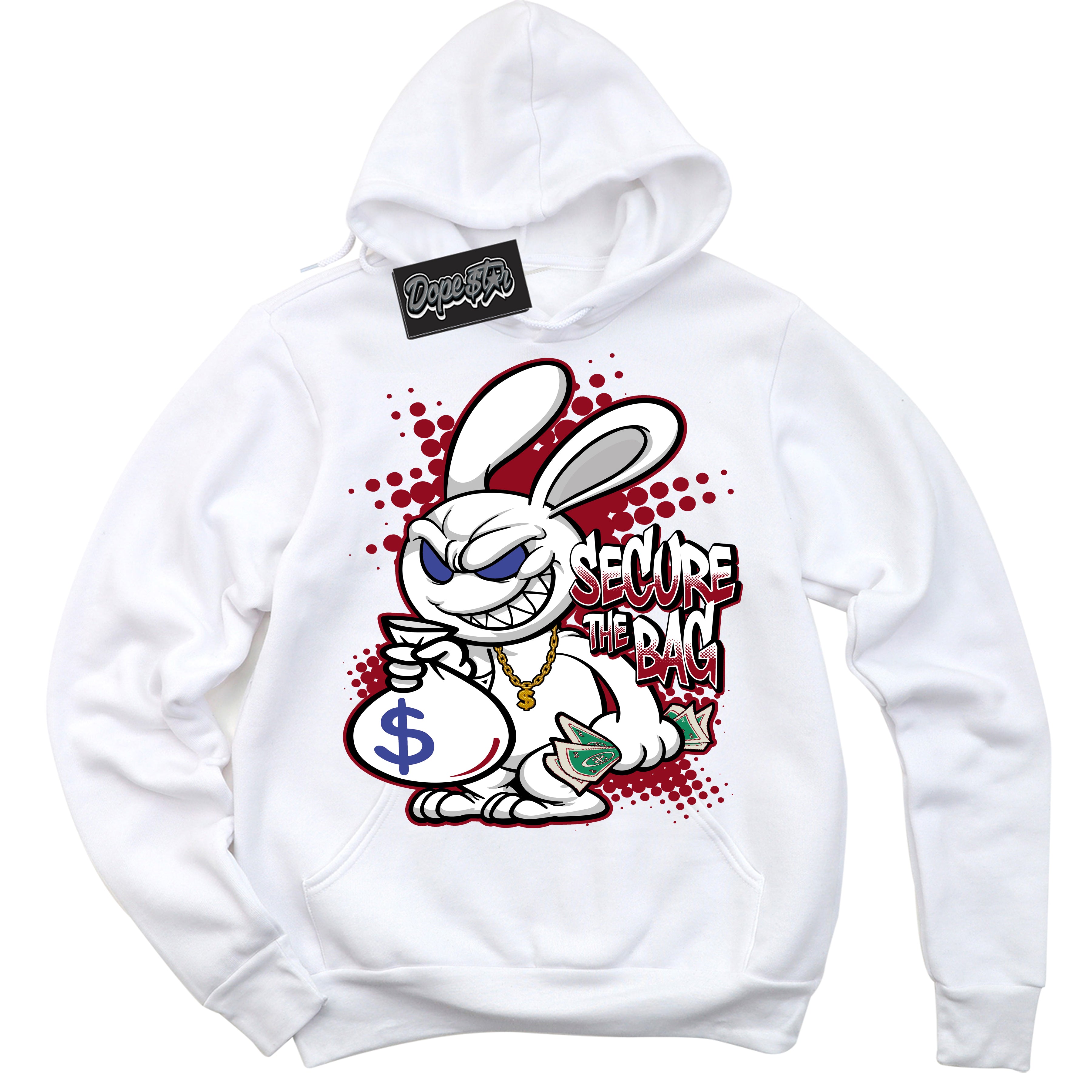 Cool White Hoodie with “ Secure The Bag ”  design that Perfectly Matches Playoffs 8s Sneakers.