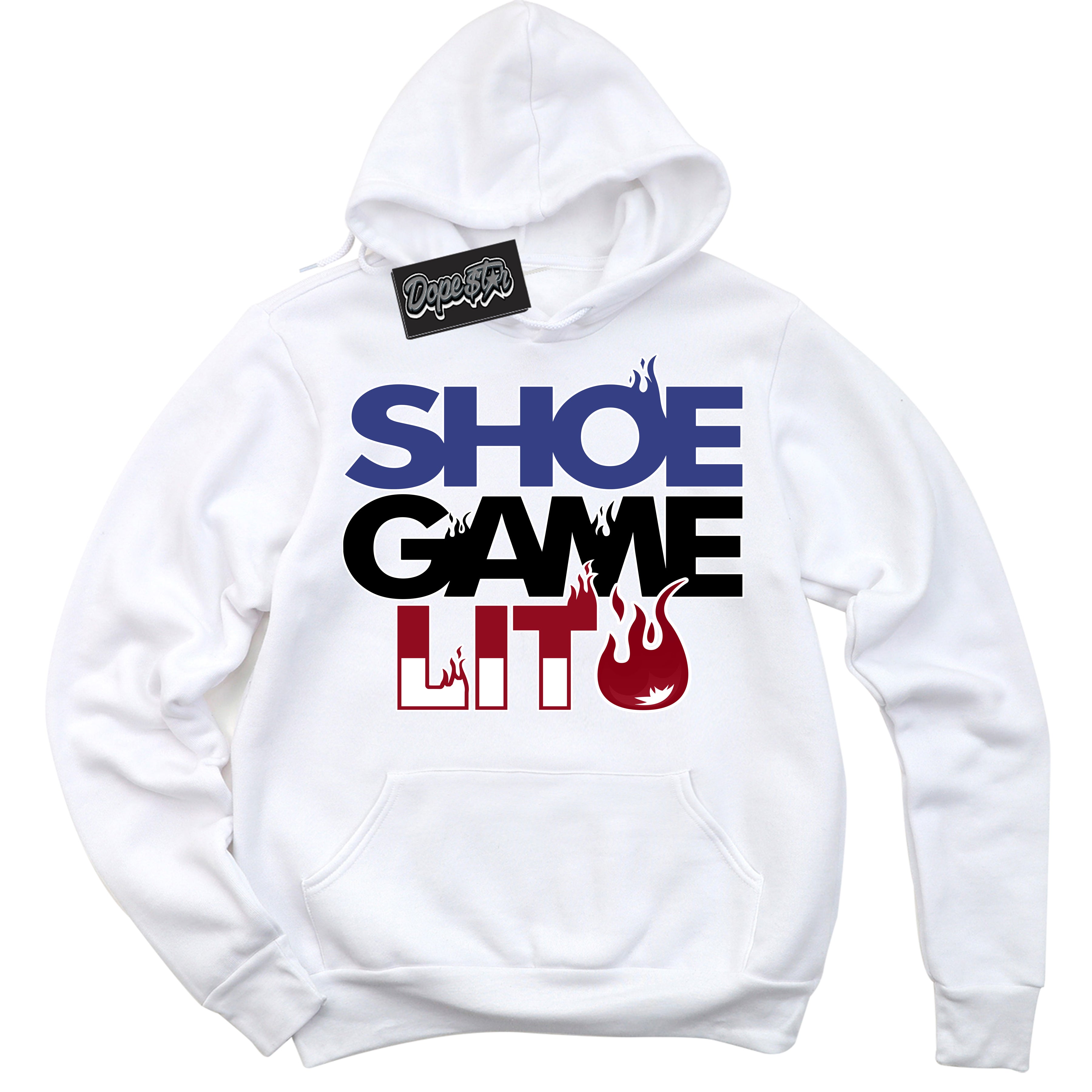 Cool White Hoodie with “ Shoe Game Lit '' design that Perfectly Matches  Playoffs 8s Sneakers.