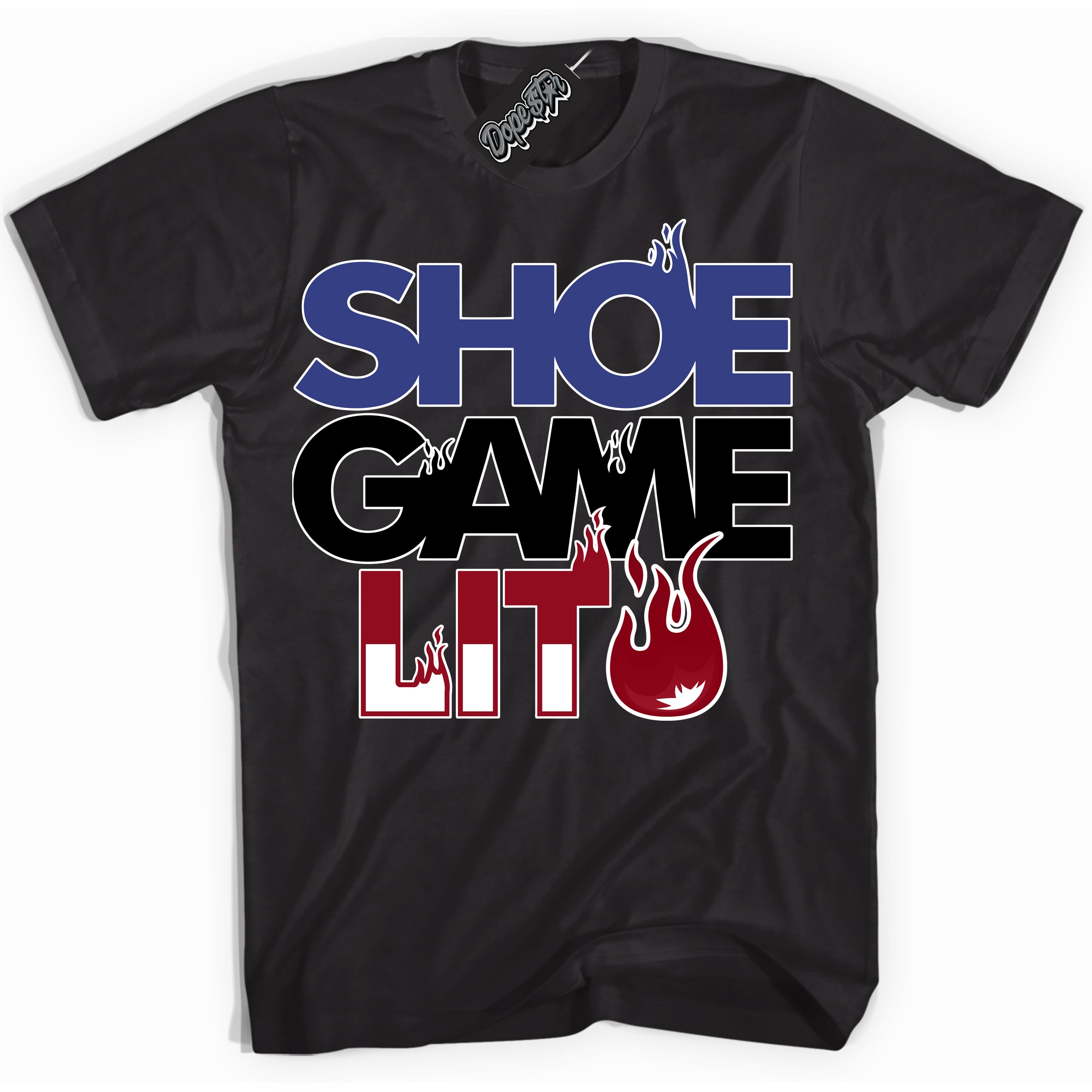 Cool Black Shirt with “ Shoe Game Lit ” design that perfectly matches Playoffs 8s Sneakers.