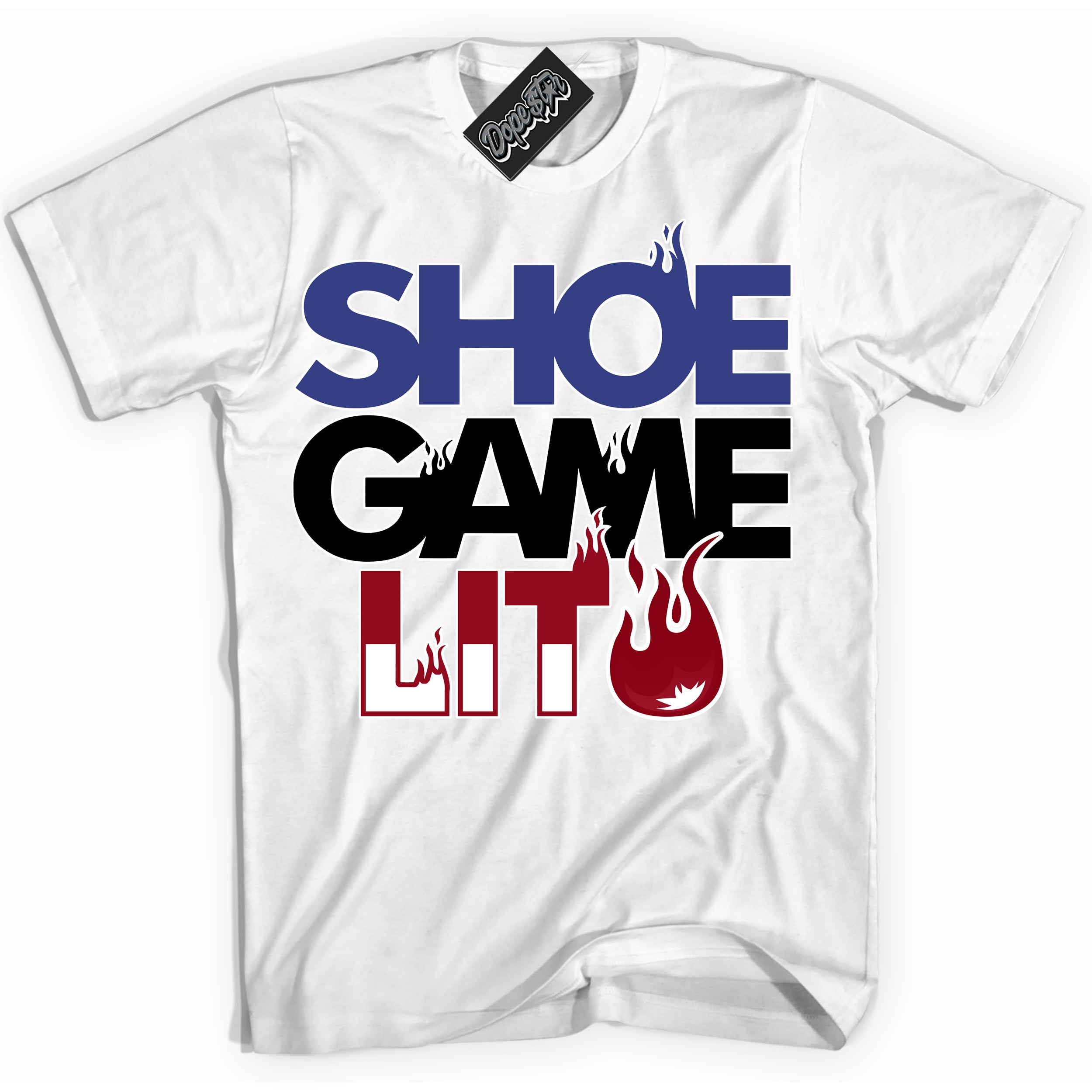 Cool White Shirt with “ Shoe Game Lit ” design that perfectly matches Playoffs 8s Sneakers.