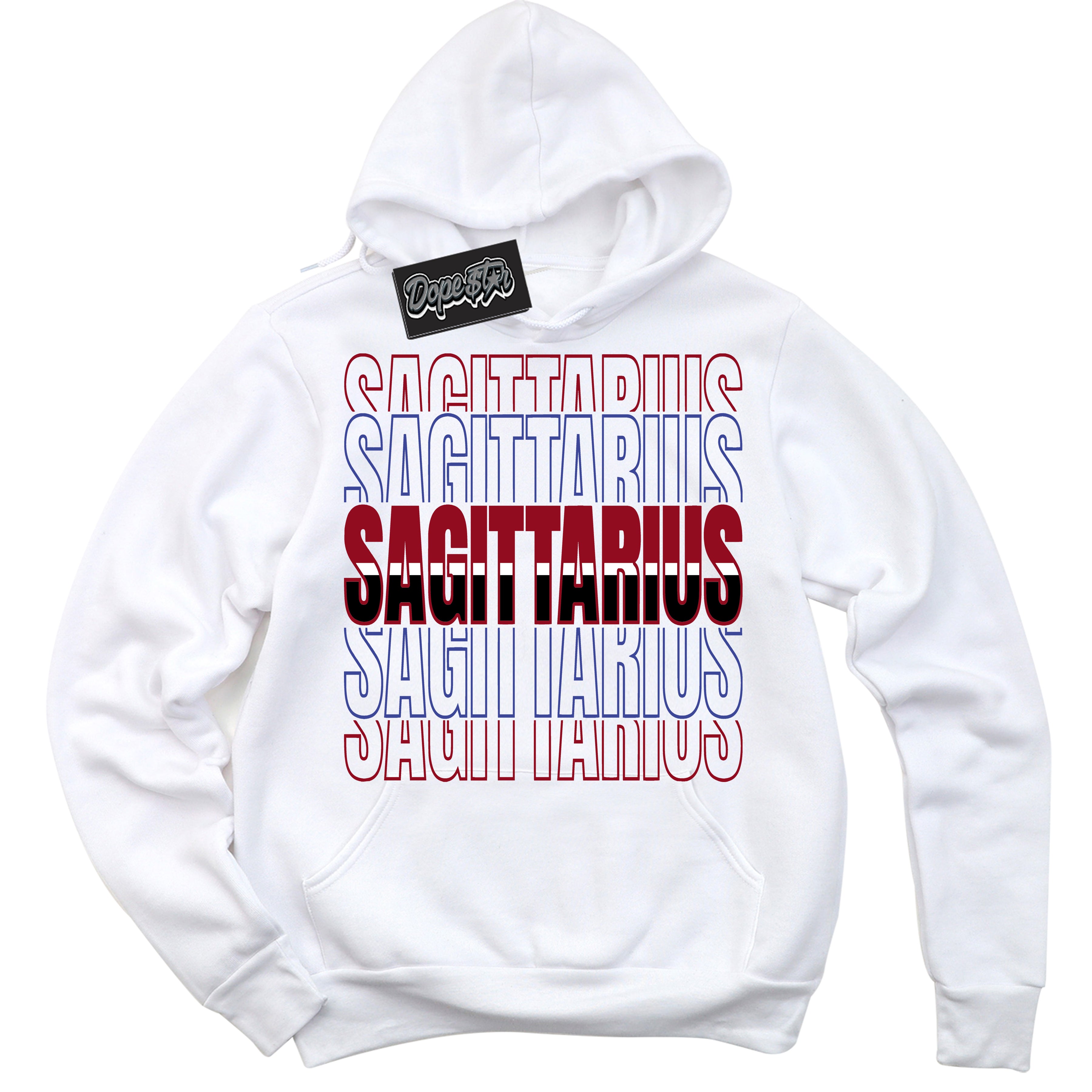 Cool White Hoodie with “ Sagittarius ”  design that Perfectly Matches Playoffs 8s Sneakers.