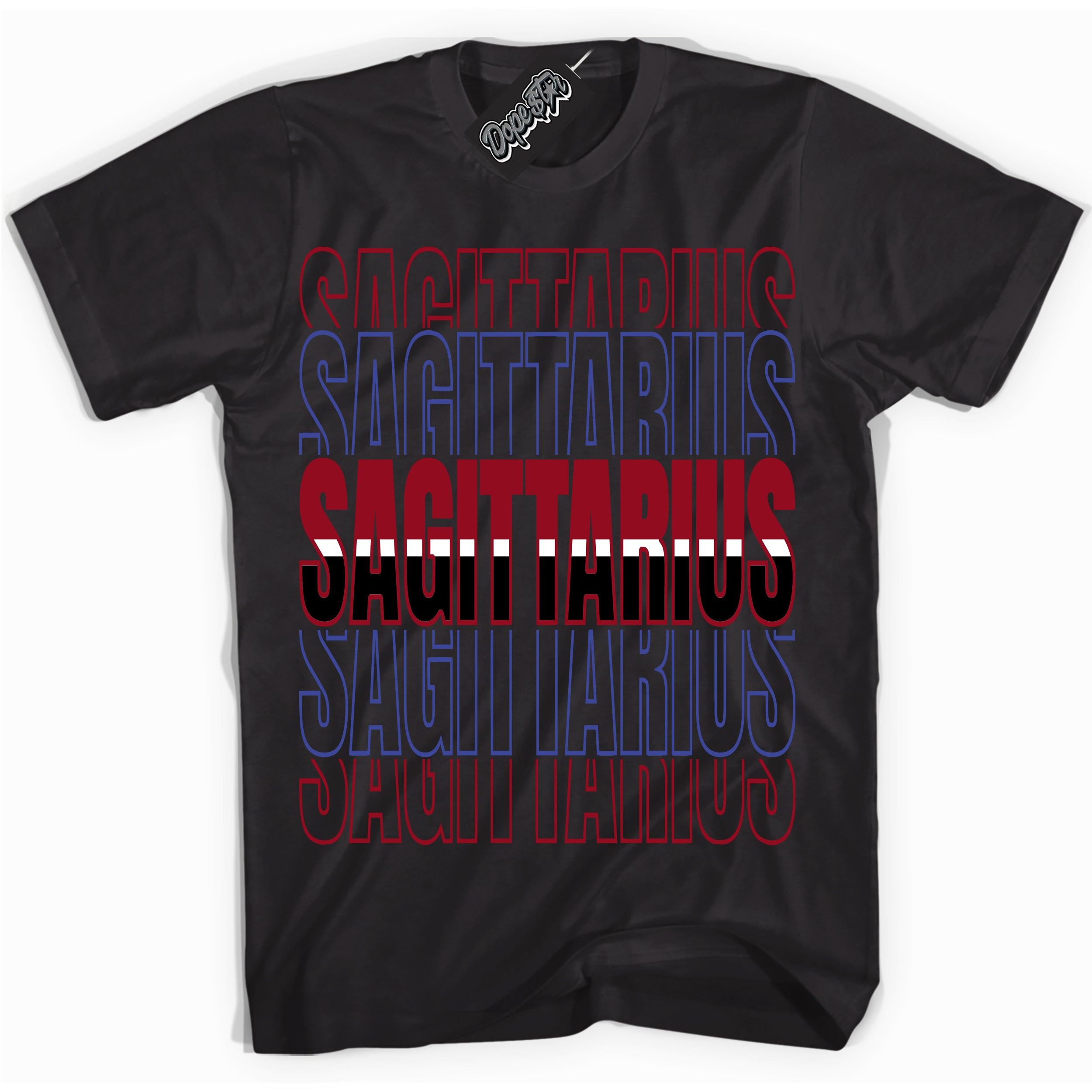 Cool Black Shirt with “ Sagittarius ” design that perfectly matches Playoffs 8s Sneakers.