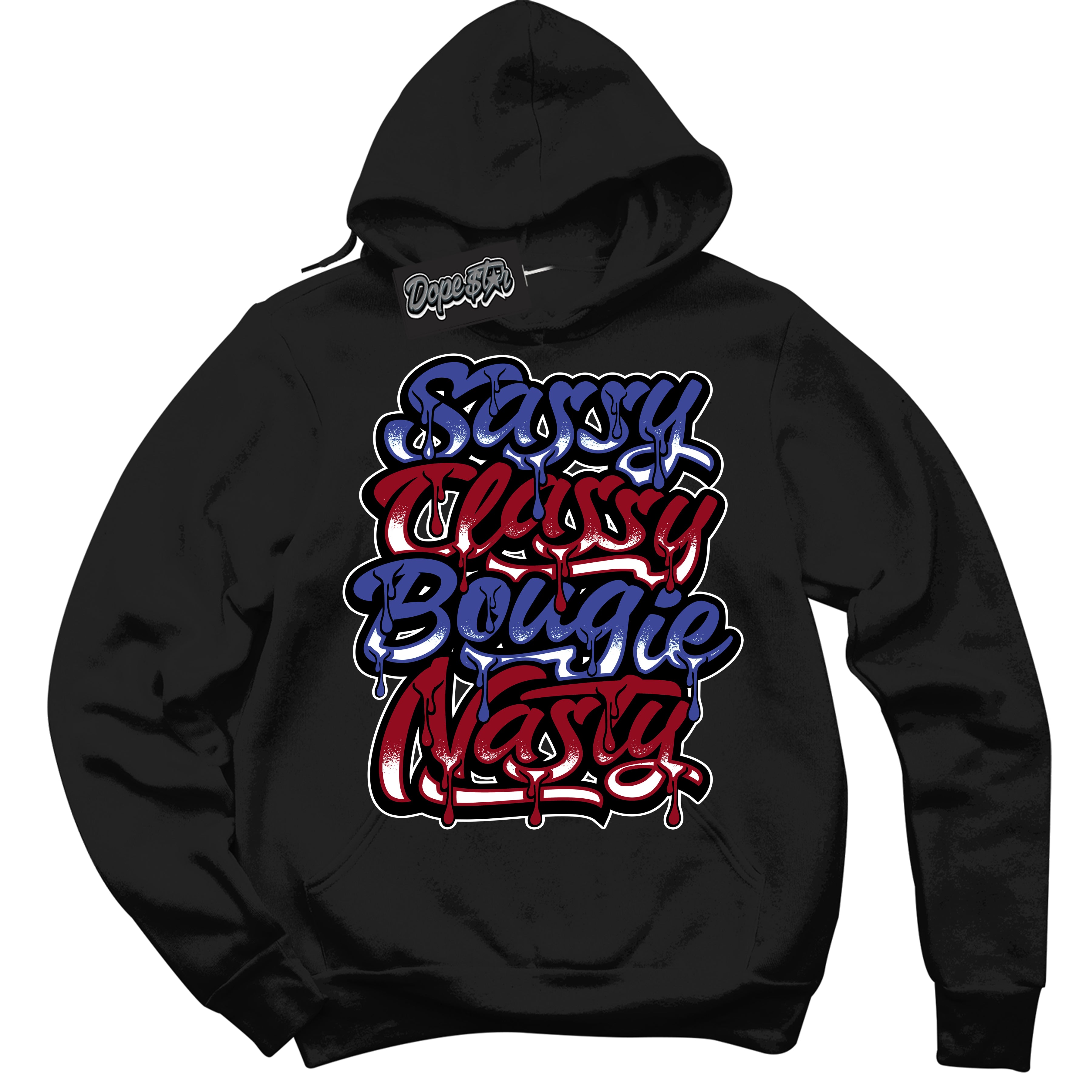 Cool Black Hoodie with “ Sassy Classy ”  design that Perfectly Matches Playoffs 8s Sneakers.