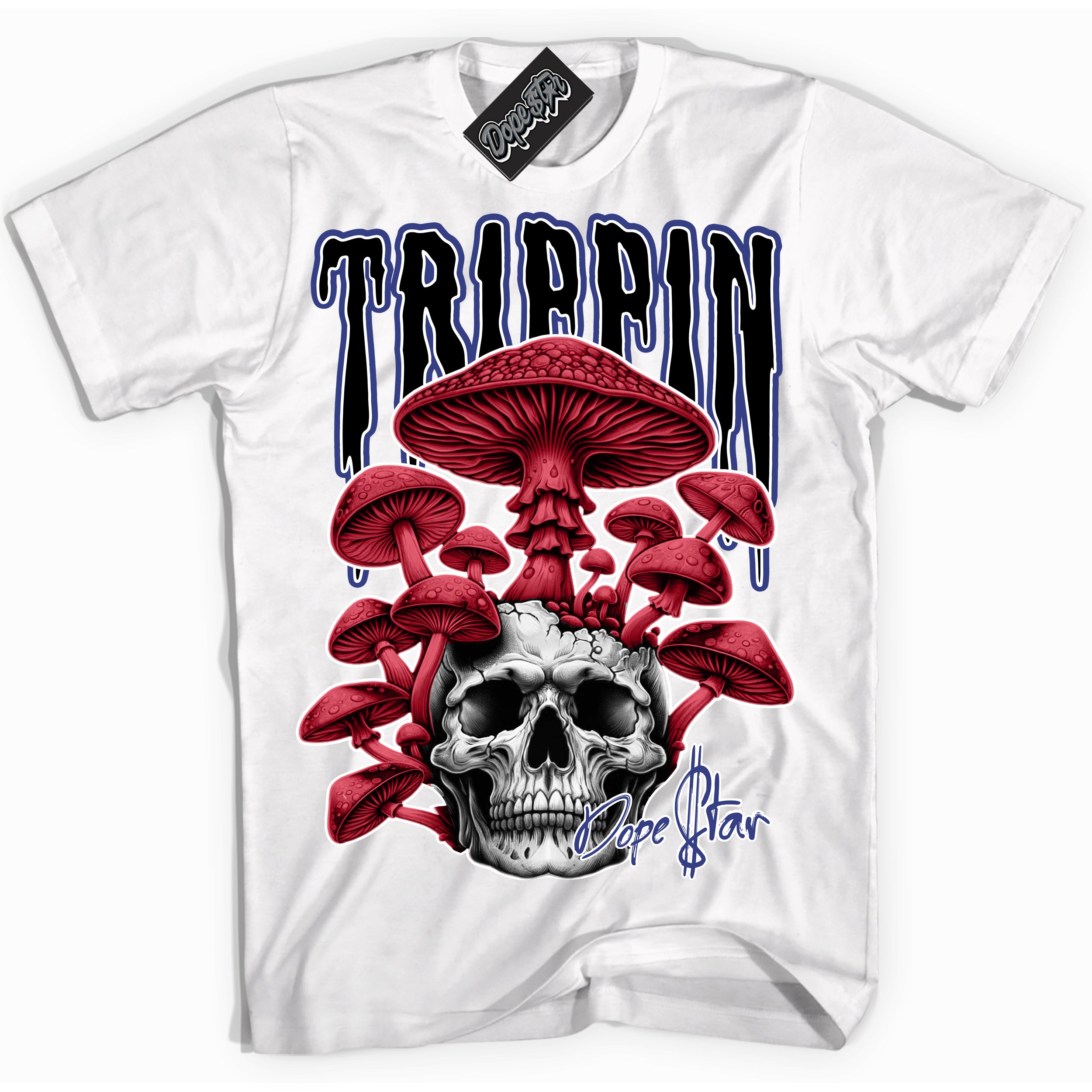 Cool White Shirt with “Trippin” design that perfectly matches the Playoffs 8s Sneakers.