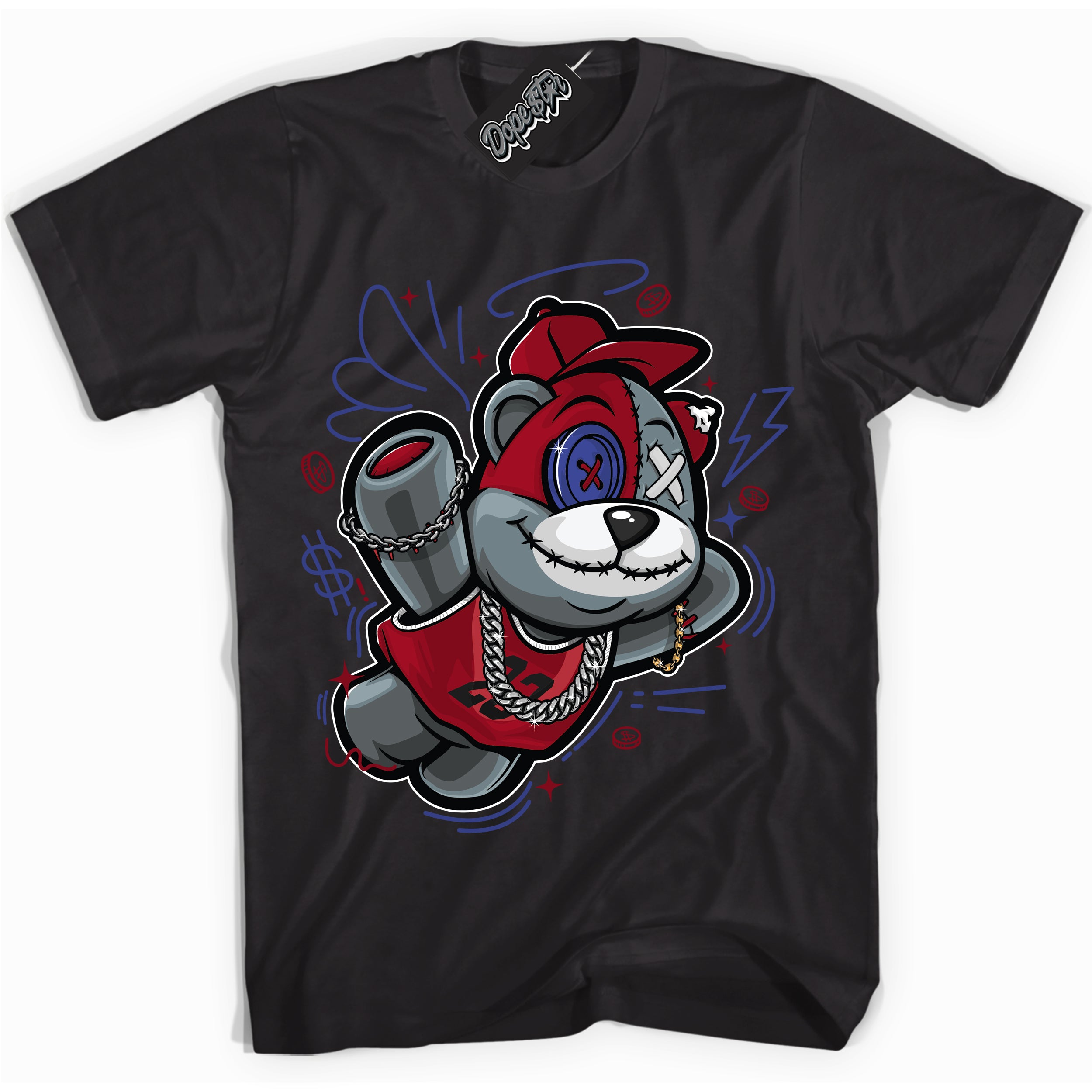 Cool Black Shirt with “ Slam Dunk Bear ” design that perfectly matches Playoffs 8s Sneakers.