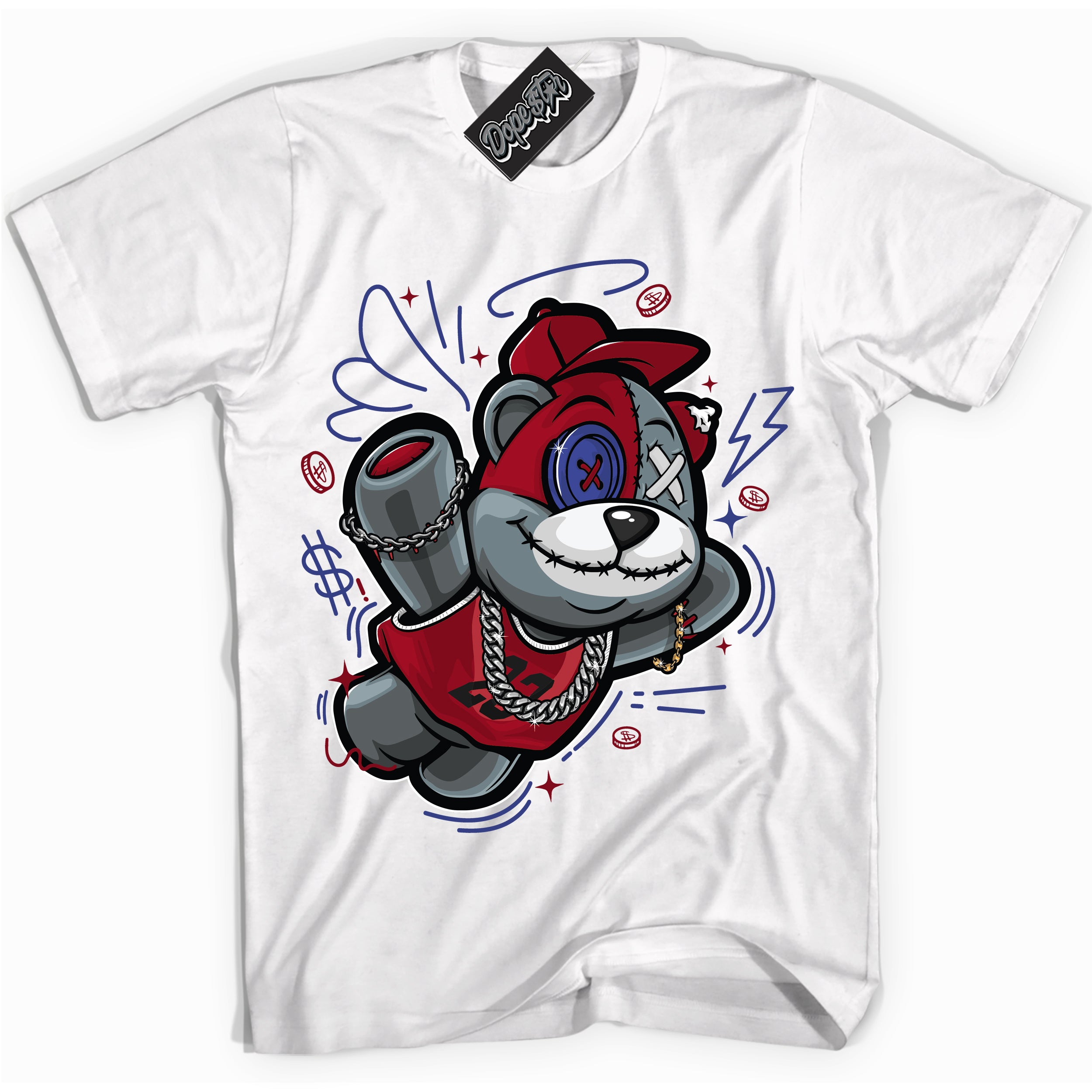 Cool White Shirt with “ Slam Dunk Bear ” design that perfectly matches Playoffs 8s Sneakers.
