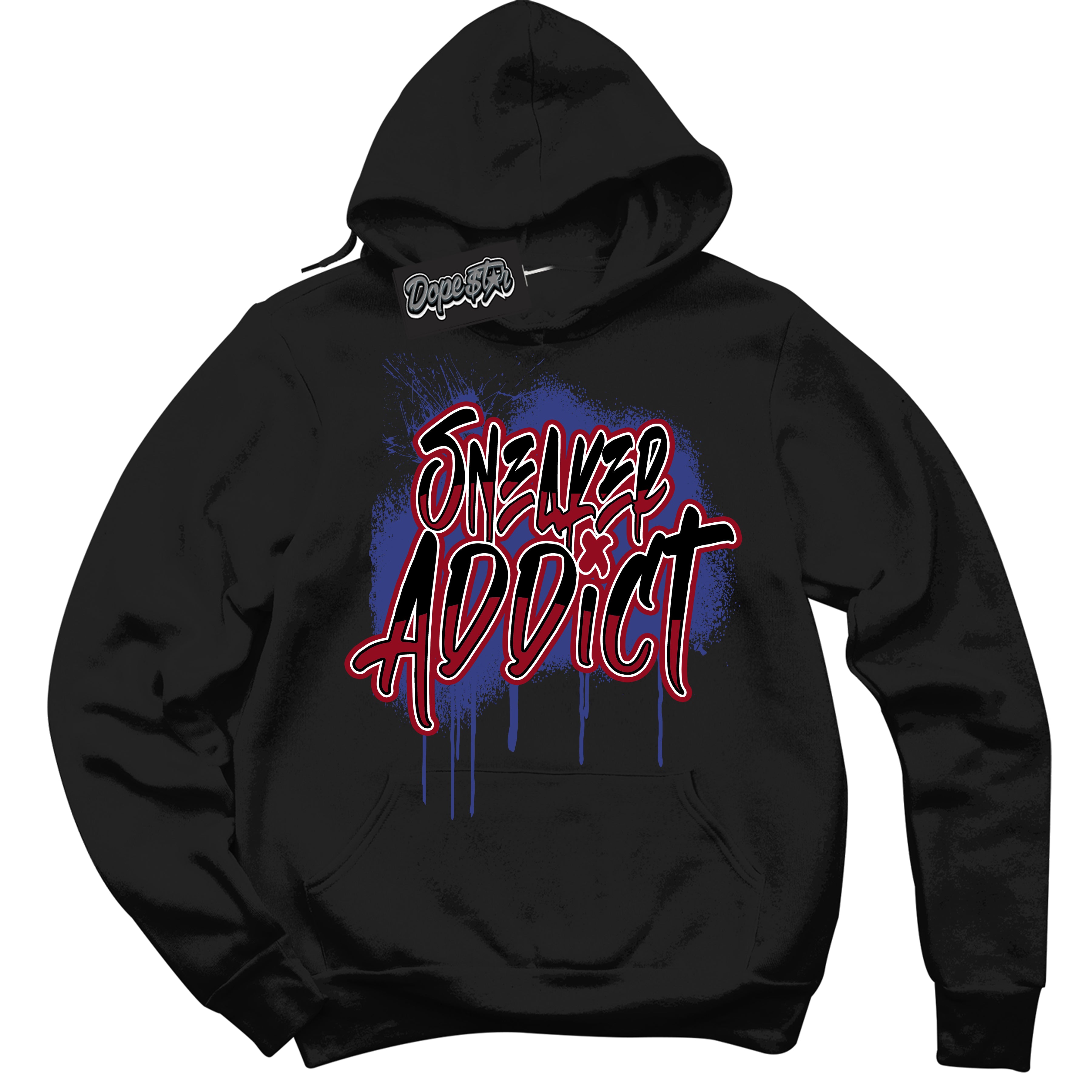 Cool Black Hoodie with “ Sneaker Addict ”  design that Perfectly Matches Playoffs 8s Sneakers.