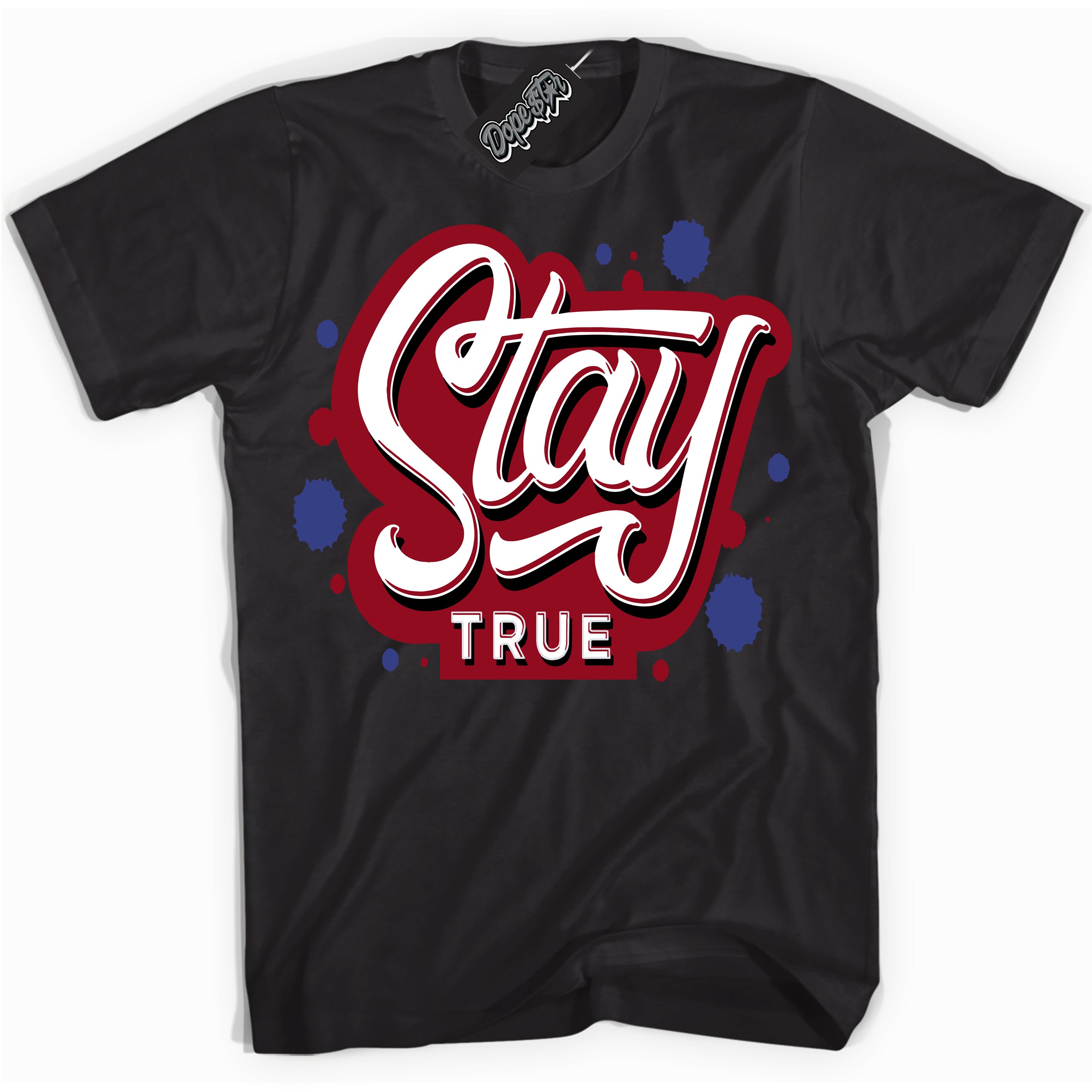 Cool Black Shirt with “ Stay True ” design that perfectly matches Playoffs 8s Sneakers.