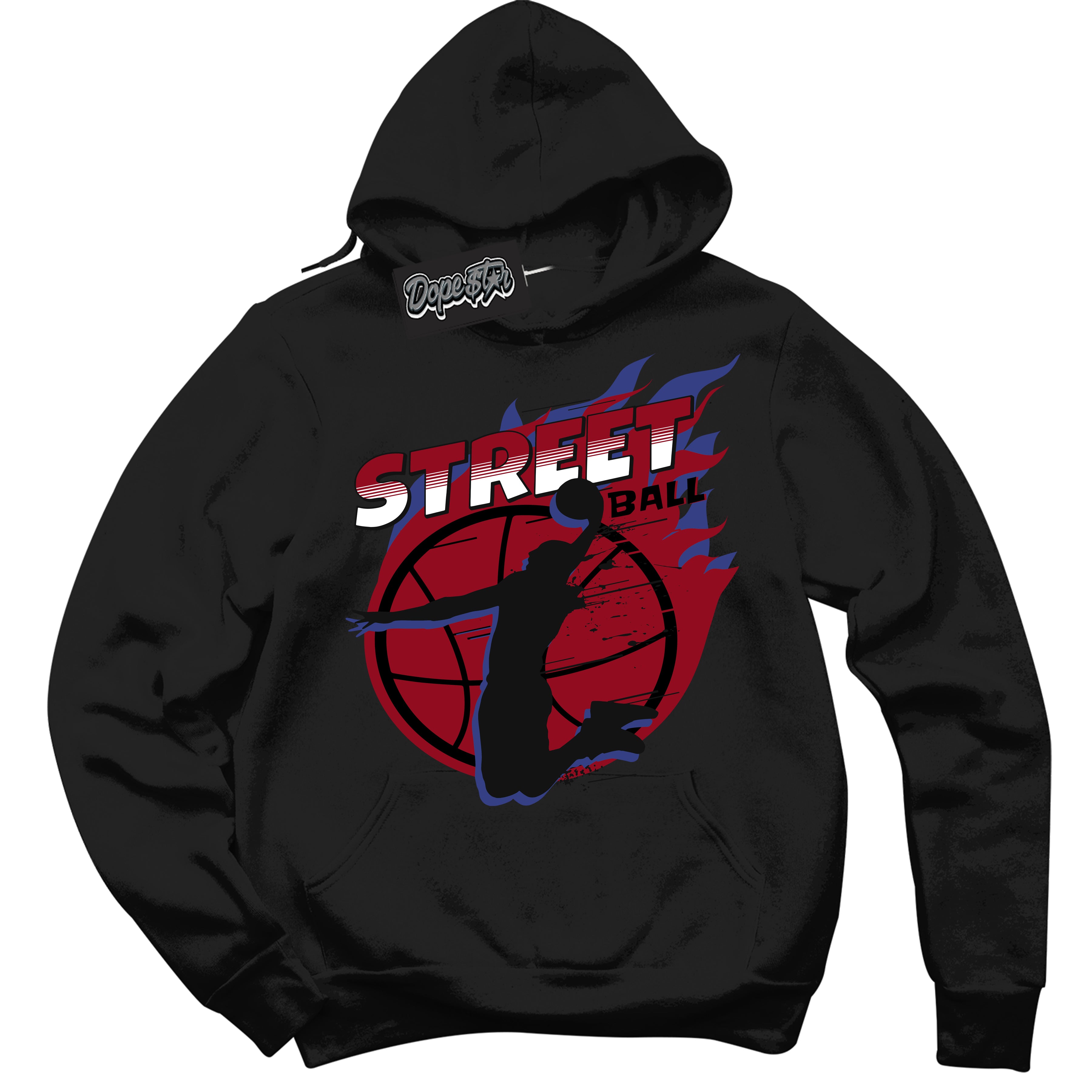 Cool Black Hoodie with “ Street Ball ”  design that Perfectly Matches Playoffs 8s Sneakers.