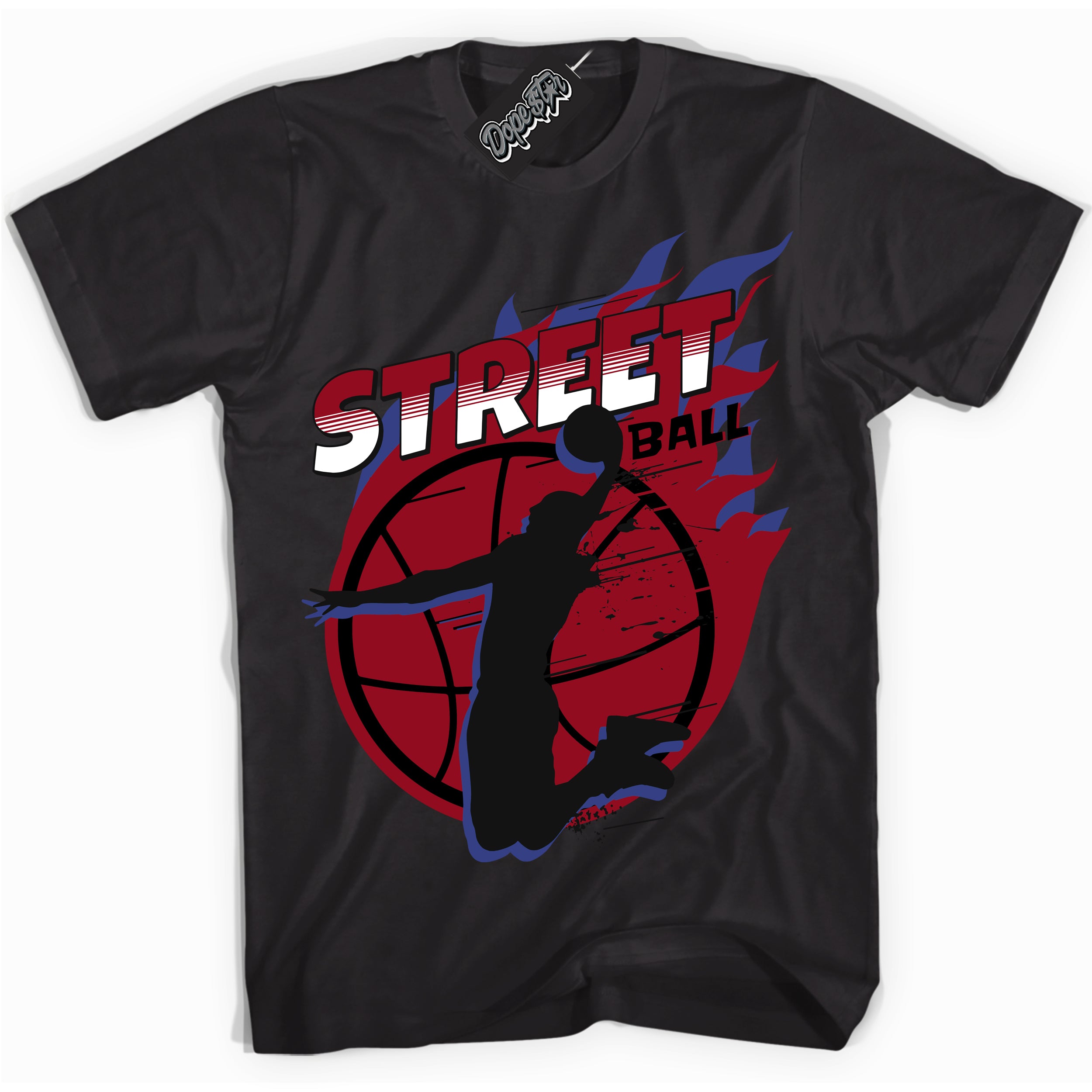 Cool Black Shirt with “ Street Ball ” design that perfectly matches Playoffs 8s Sneakers.