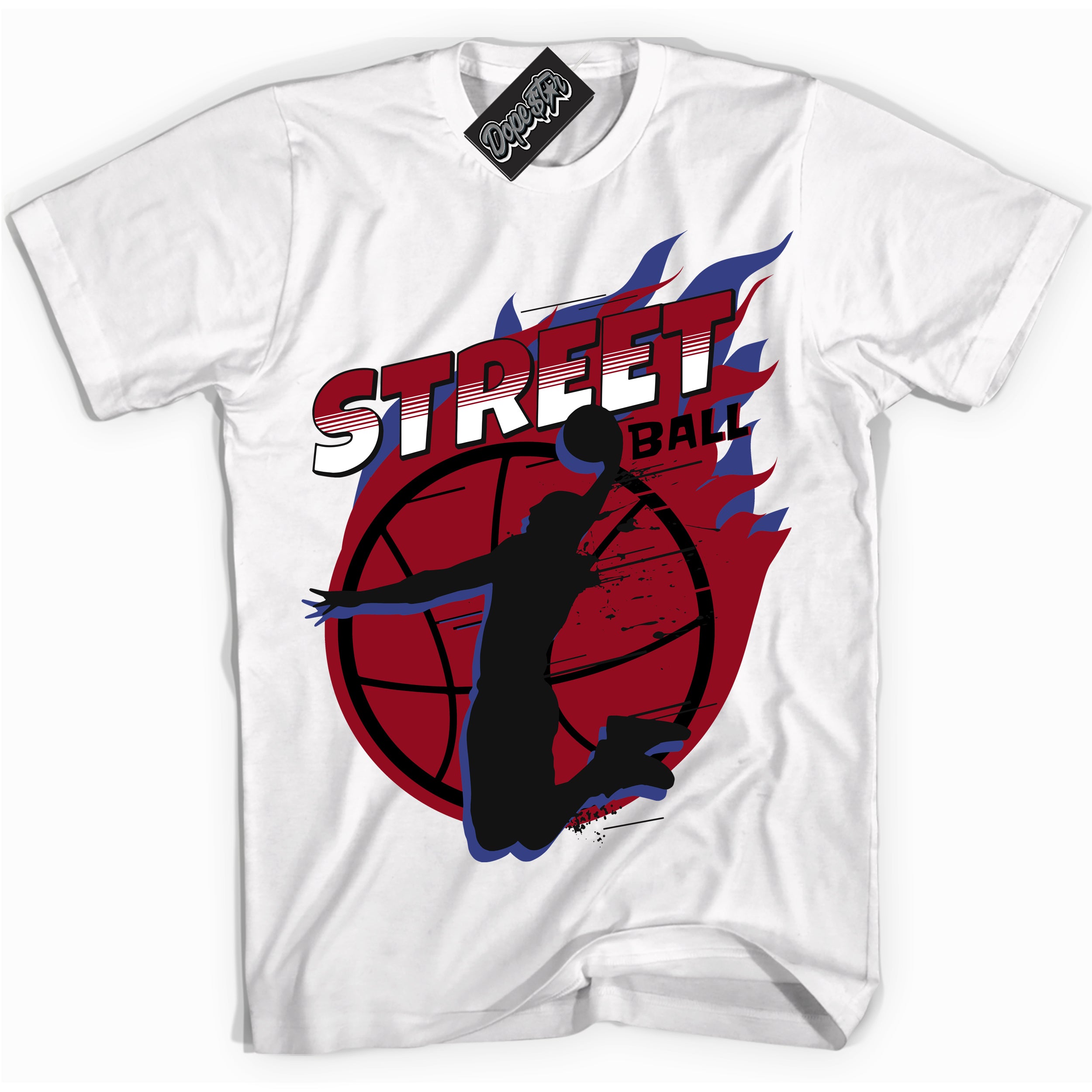 Cool White Shirt with “ Street Ball ” design that perfectly matches Playoffs 8s Sneakers.