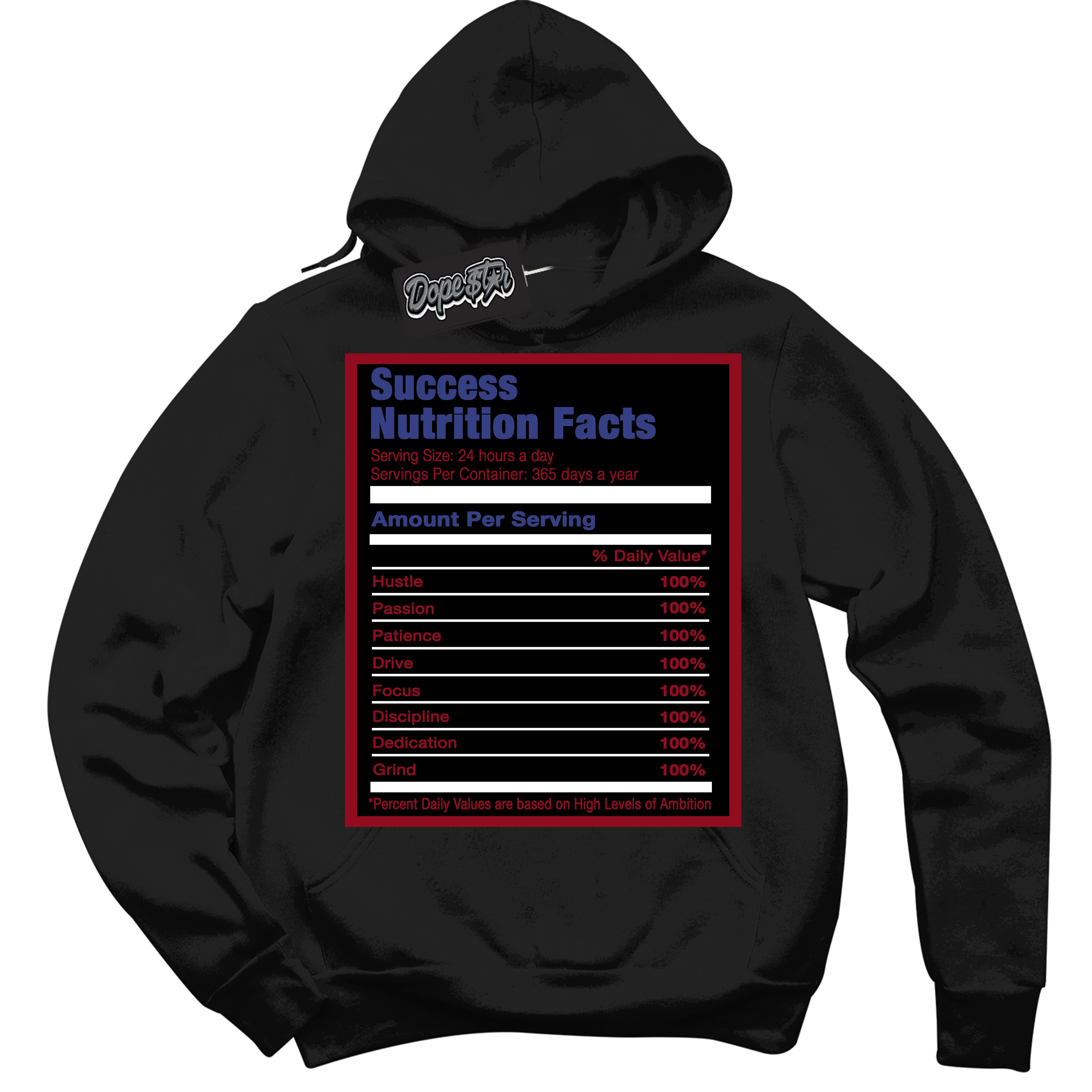 Cool Black Hoodie with “ Success Nutrition ”  design that Perfectly Matches Playoffs 8s Sneakers.