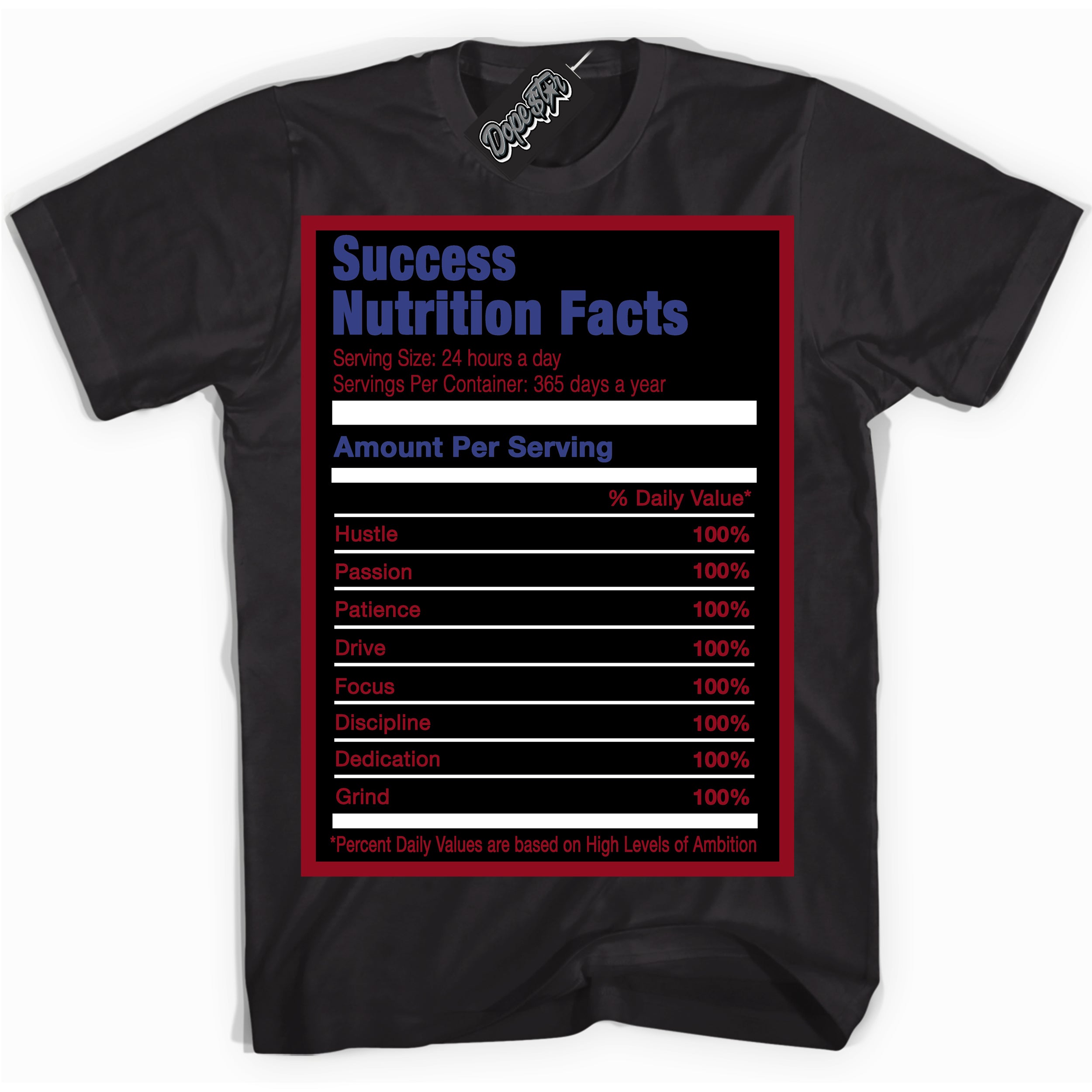 Cool Black Shirt with “ Success Nutrition ” design that perfectly matches Playoffs 8s Sneakers.