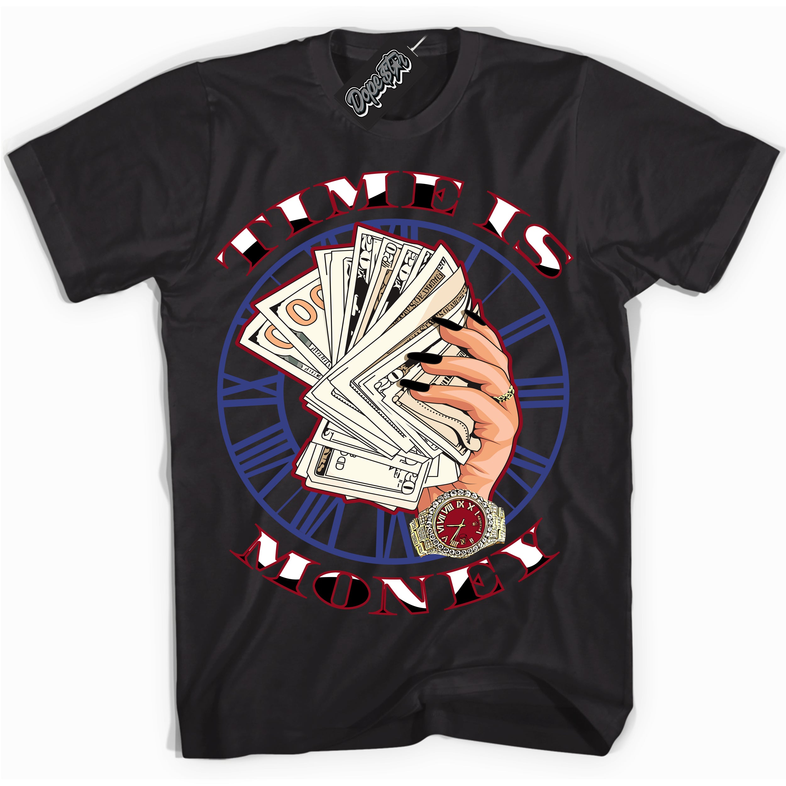 Cool Black Shirt with “ Time Is Money ” design that perfectly matches Playoffs 8s Sneakers.