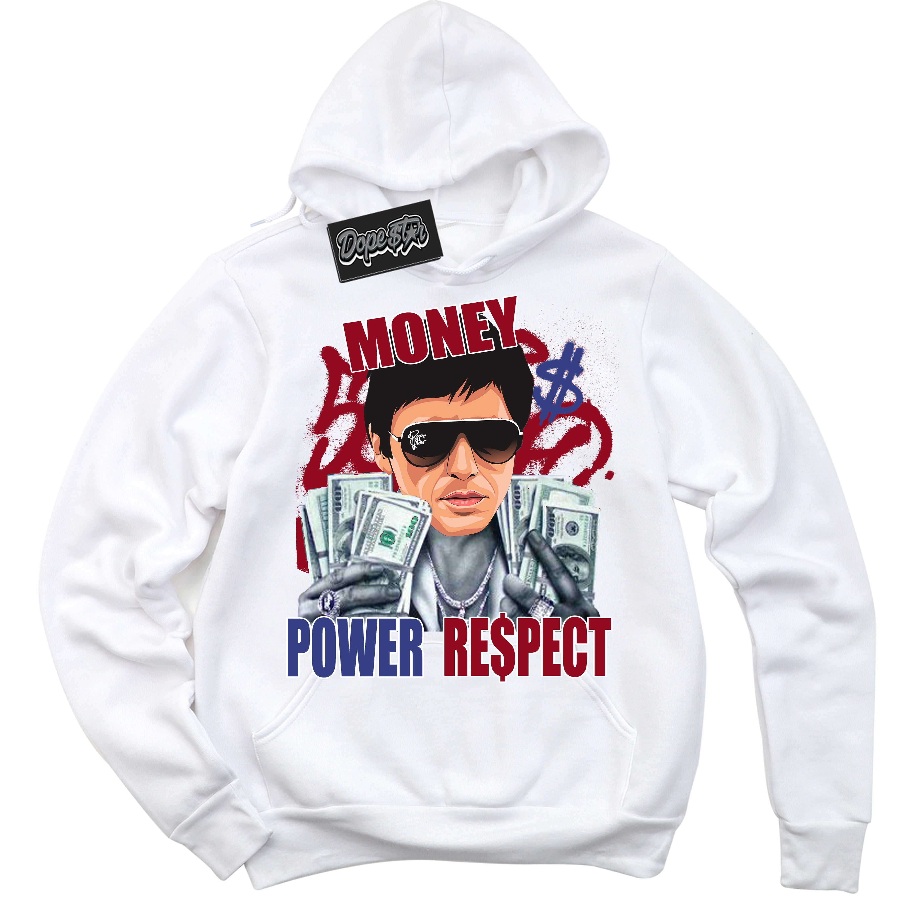 Cool White Hoodie with “ Tony Montana ”  design that Perfectly Matches Playoffs 8s Sneakers.