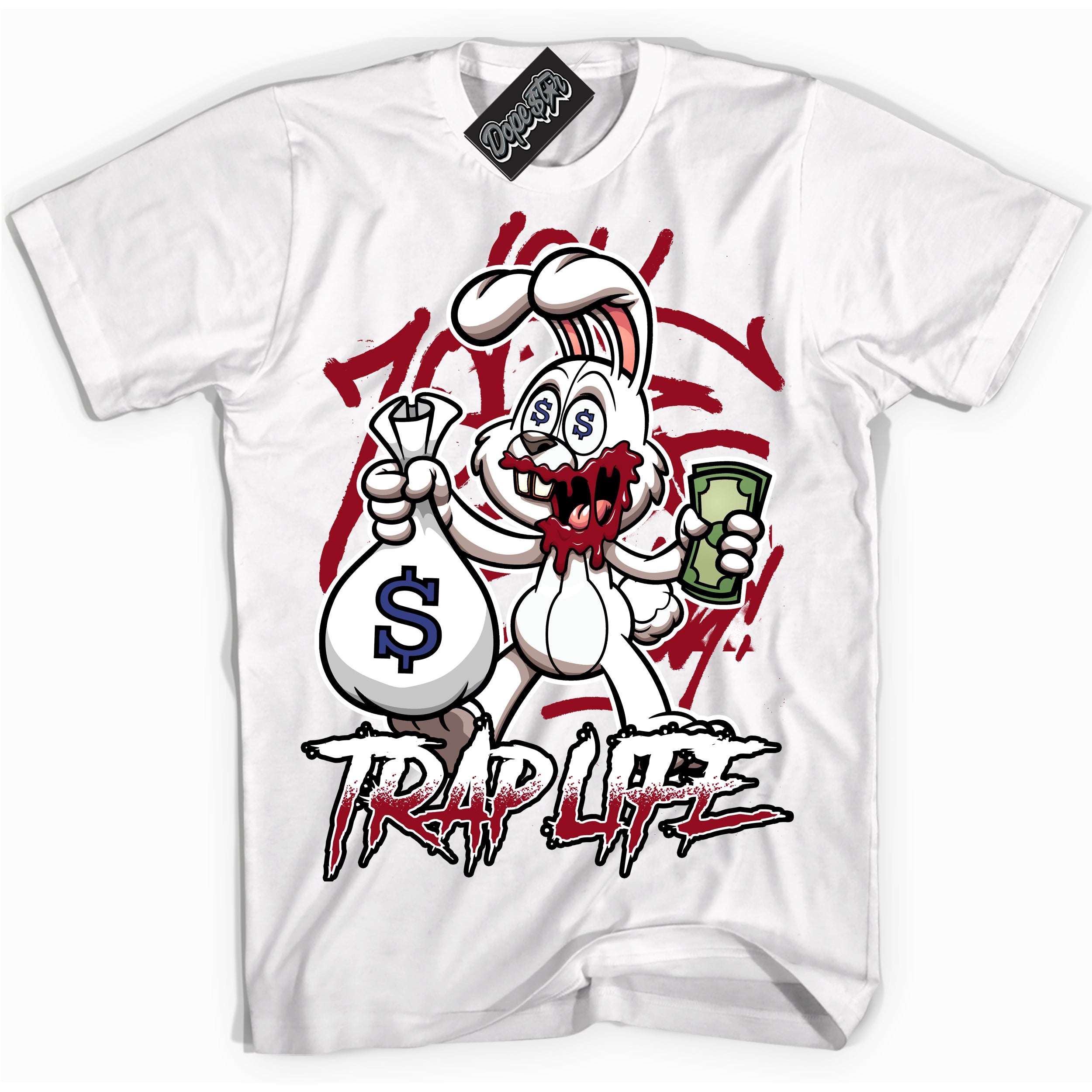 Cool White Shirt with “ Trap Rabbit ” design that perfectly matches Playoffs 8s Sneakers.