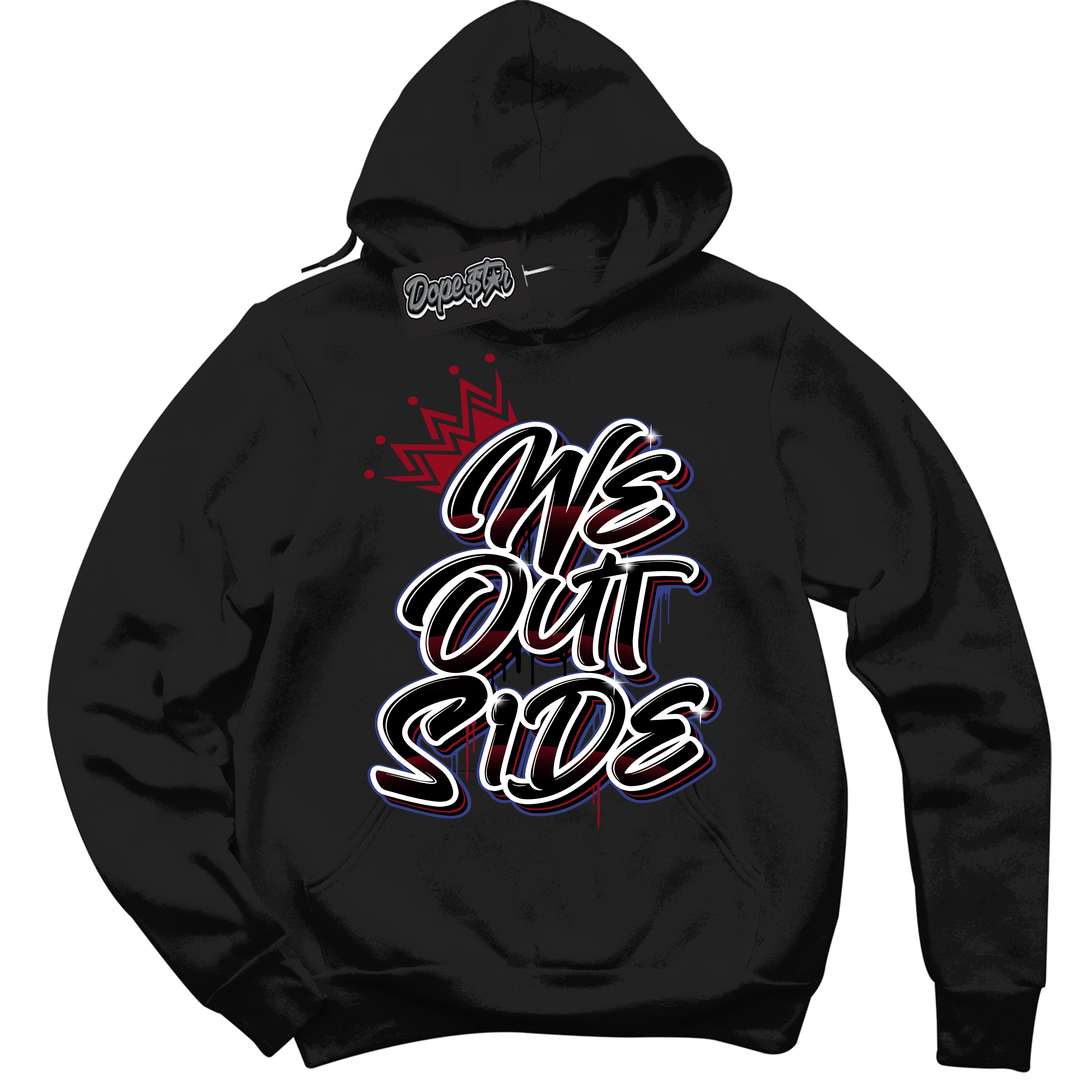 Cool Black Hoodie with “ We Outside ”  design that Perfectly Matches Playoffs 8s Sneakers.