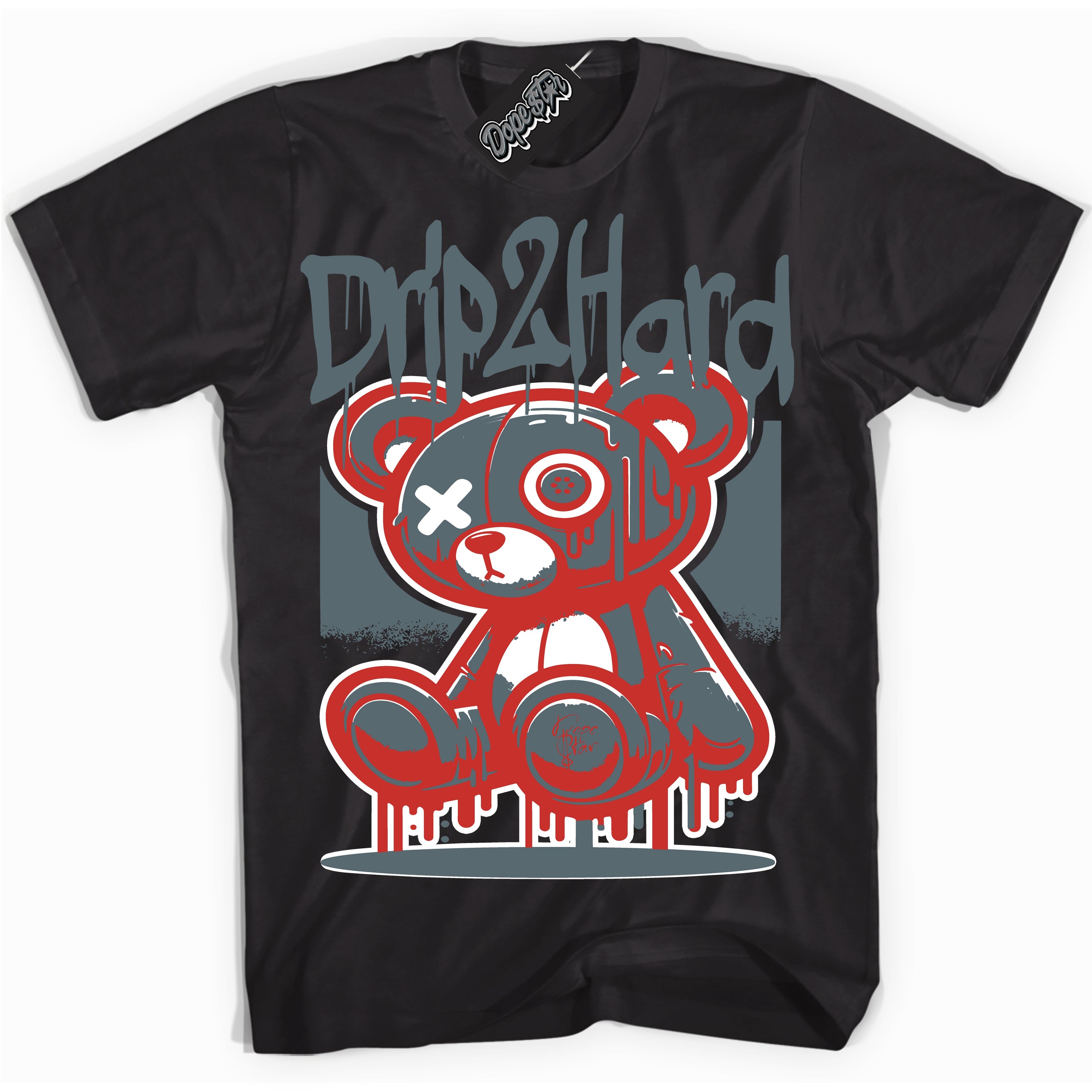 Cool Black graphic tee with “ Drip 2 Hard ” design, that perfectly matches Red Fire 9s