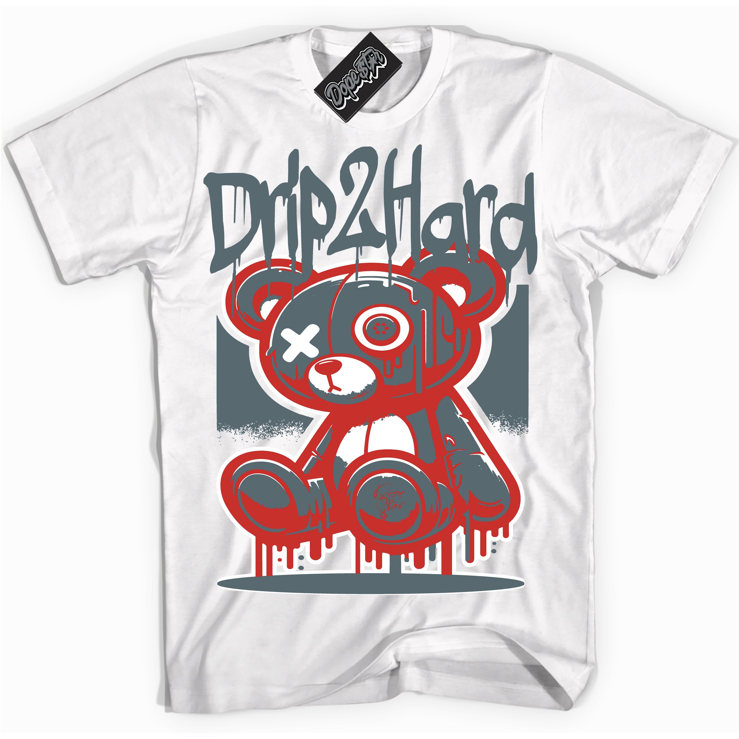Cool White graphic tee with “ Drip 2 Hard ” design, that perfectly matches Red Fire 9s