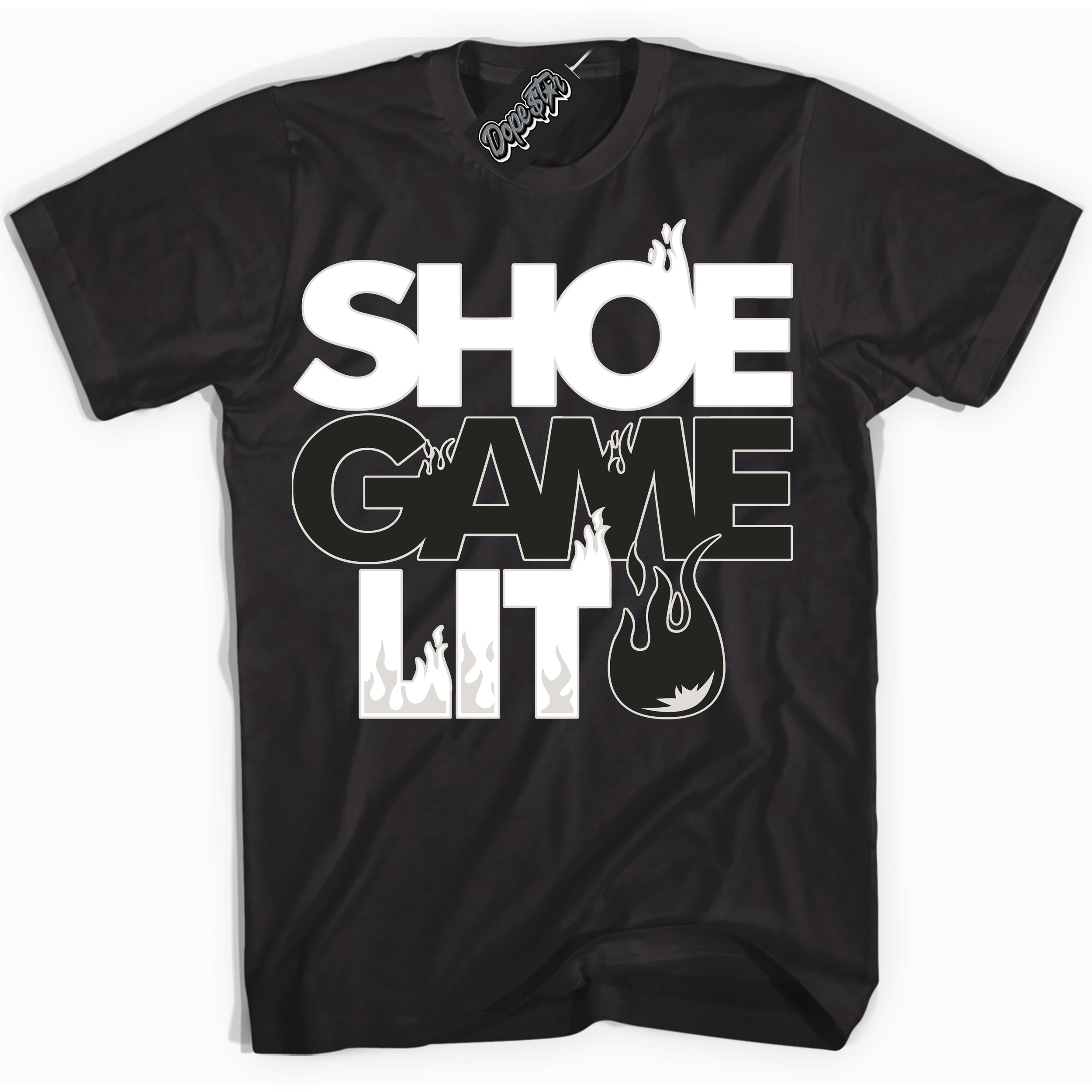 Cool Black Shirt with “ Shoe Game Lit ” design that perfectly matches Stadium 90 Sail Black Sneakers.