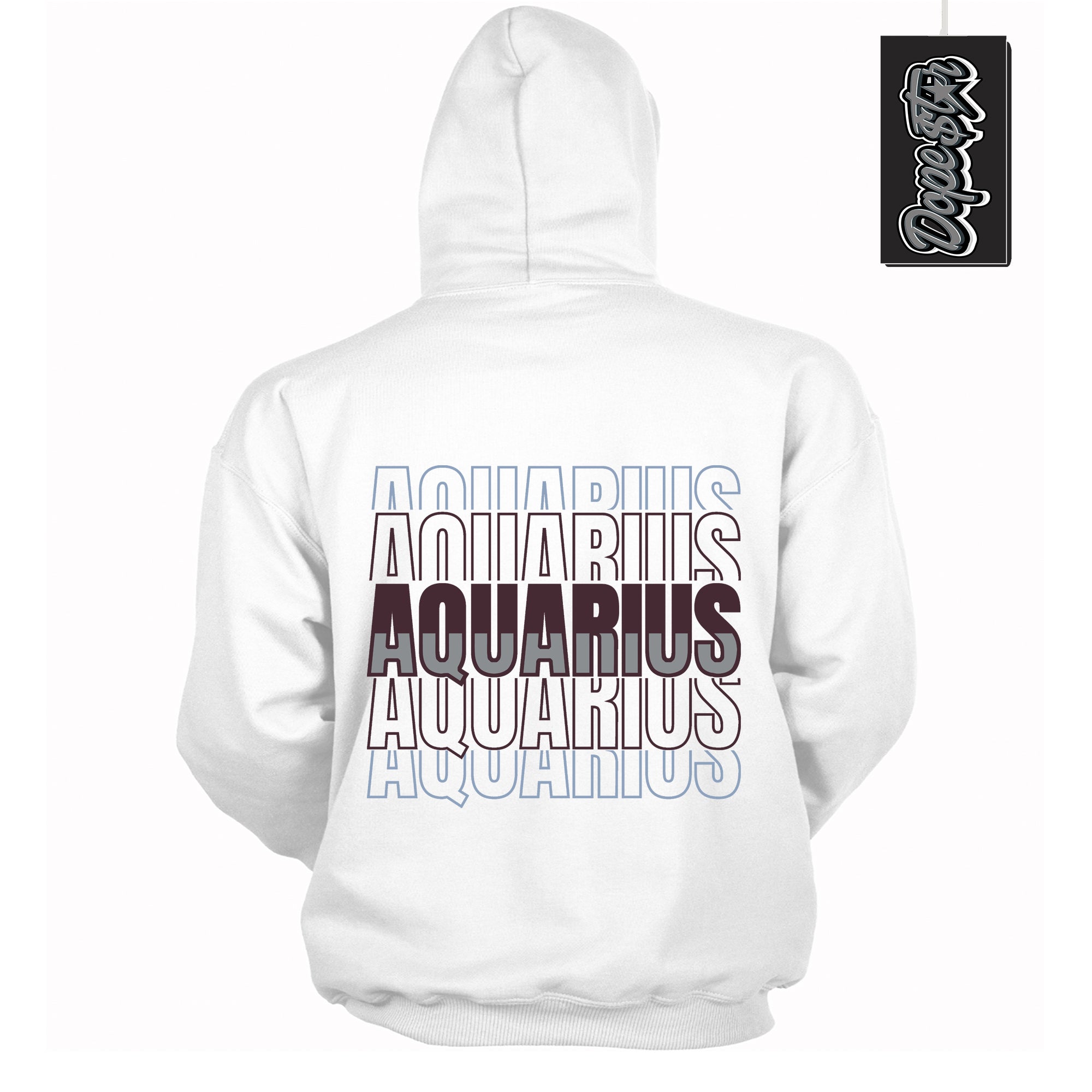 Cool White Hoodie with “ Aquarius ”  design that Perfectly Matches Burgundy 5s Sneakers.