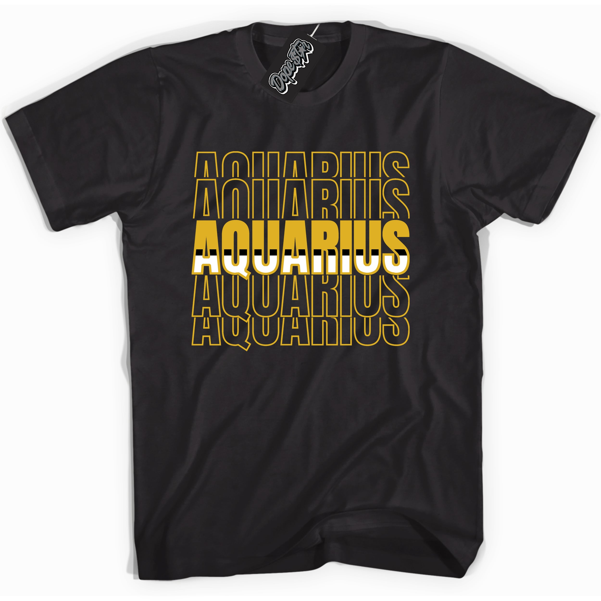 Cool Black Shirt With Aquarius design That Perfectly Matches YELLOW OCHRE 6s Sneakers.